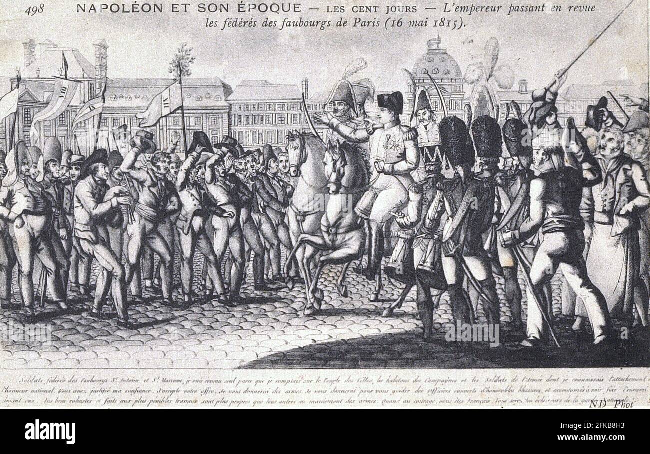 Les Cent jours: Napoleone i ispeziona i volontari di faubourg a Parigi. 16 maggio 1815 Parigi, Fondazione Napoléon Foto Stock