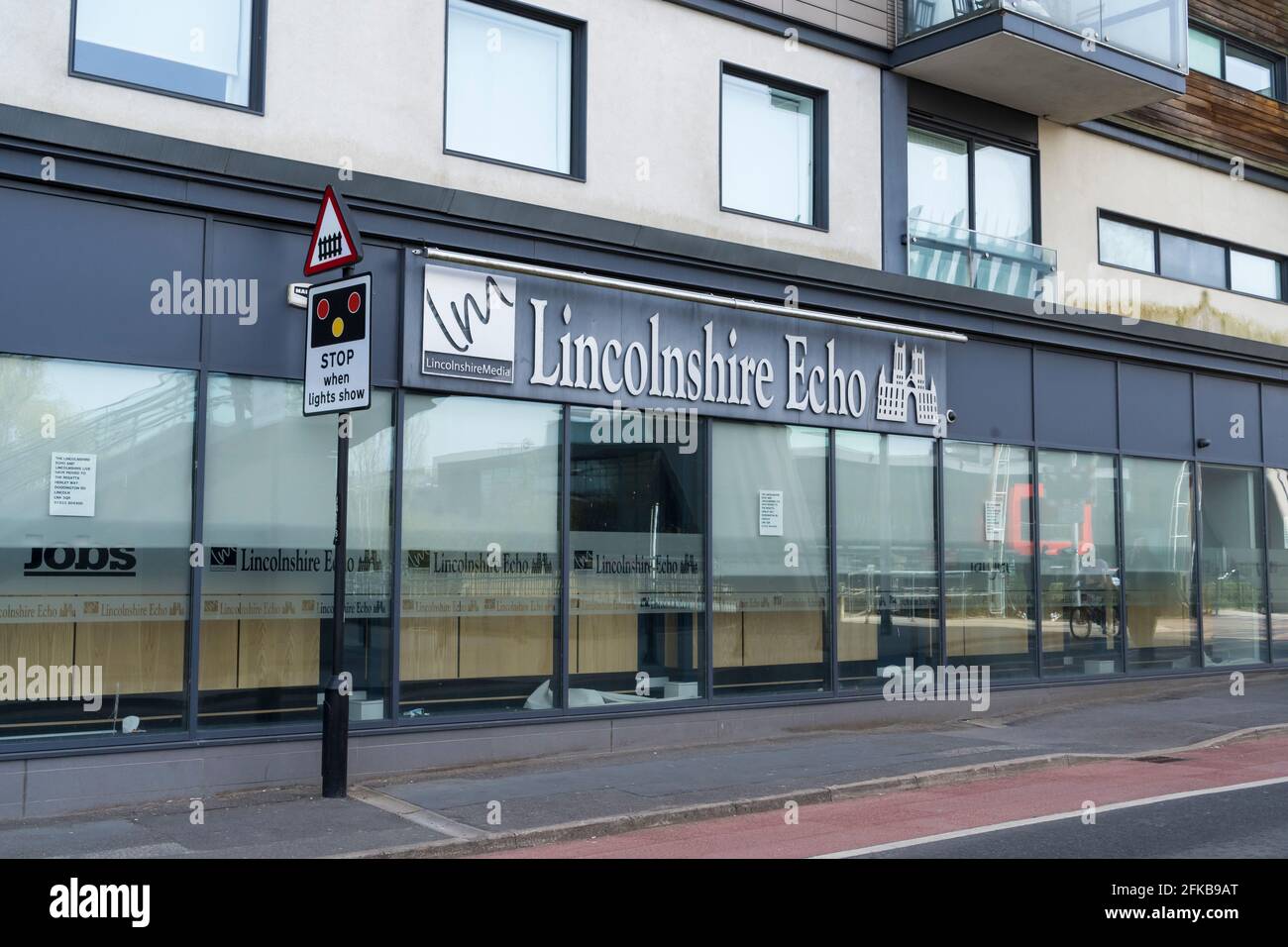 Vecchio edificio abbandonato Lincolnshire Echo Brayford Wharf East Foto Stock