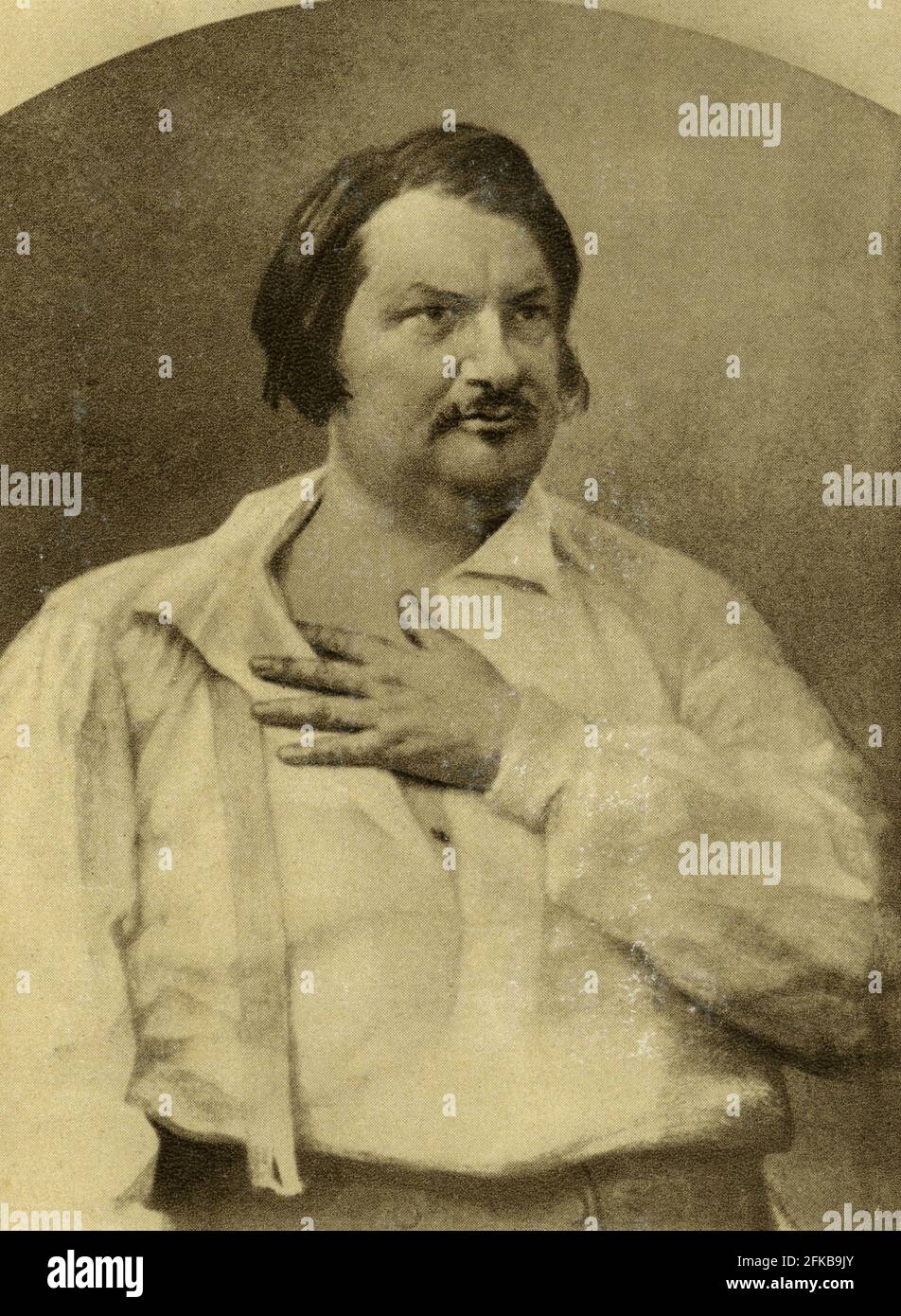 Honoré de Balzac (1799-1850) scrittore francese, considerato uno dei fondatori del realismo moderno nella letteratura europea. Ha iniziato il projet 'la Comédie Humaine' (una collezione multi-volume di romanzi e storie interconnessi) intorno al 1833. Fotografia del 1852. Parigi, Fondazione Napoléon Foto Stock