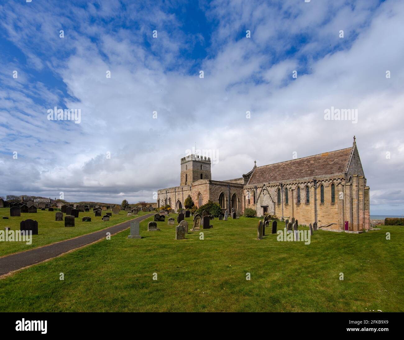 St Aidan's Church, Bamburgh, Northumberland, Inghilterra Foto Stock