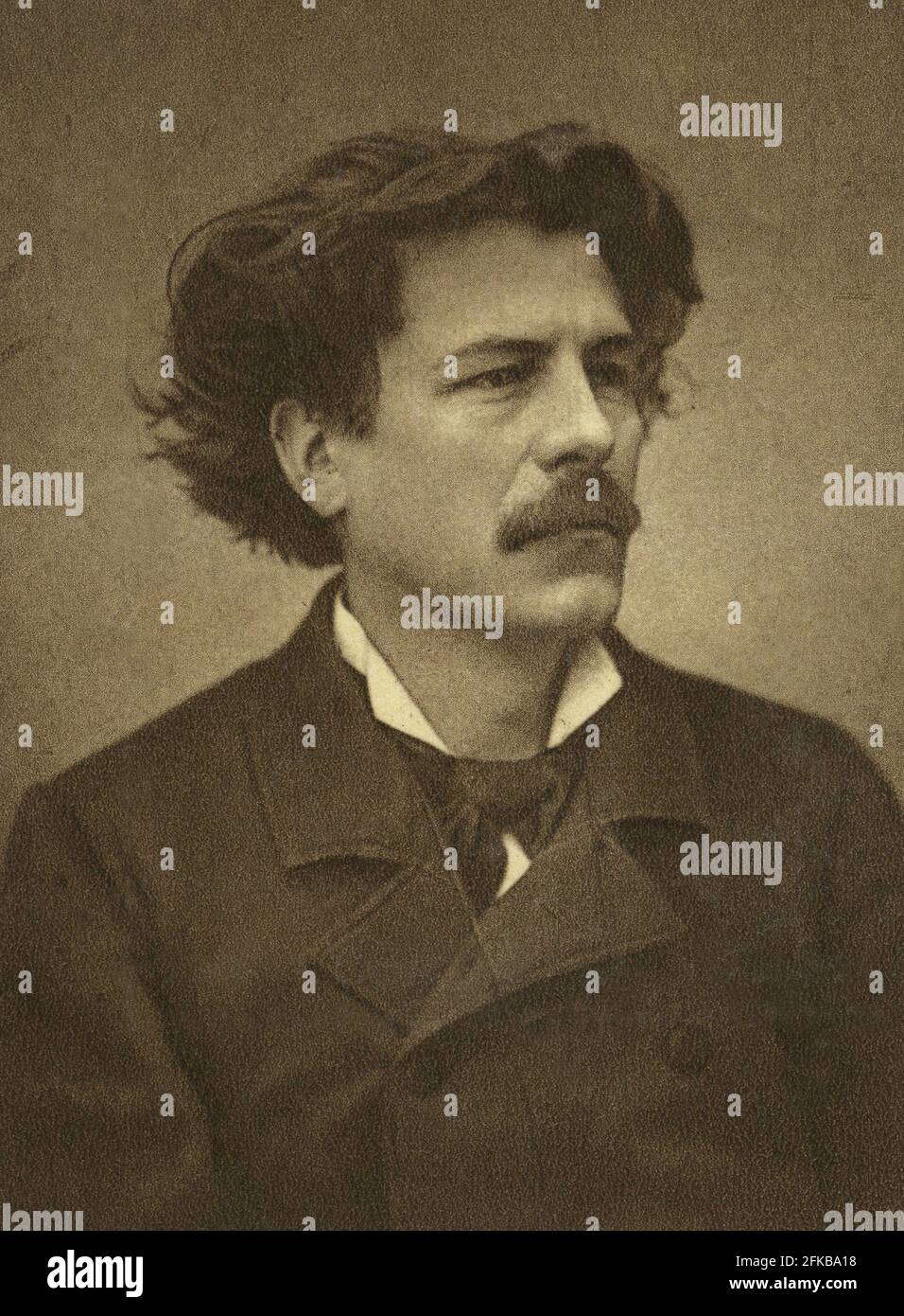 Maurice Rollinat (1846-1903). Poeta figlio di Georges Sand, è noto per il poema 'Les Névroses'. Fotografia del 1888. Foto Stock