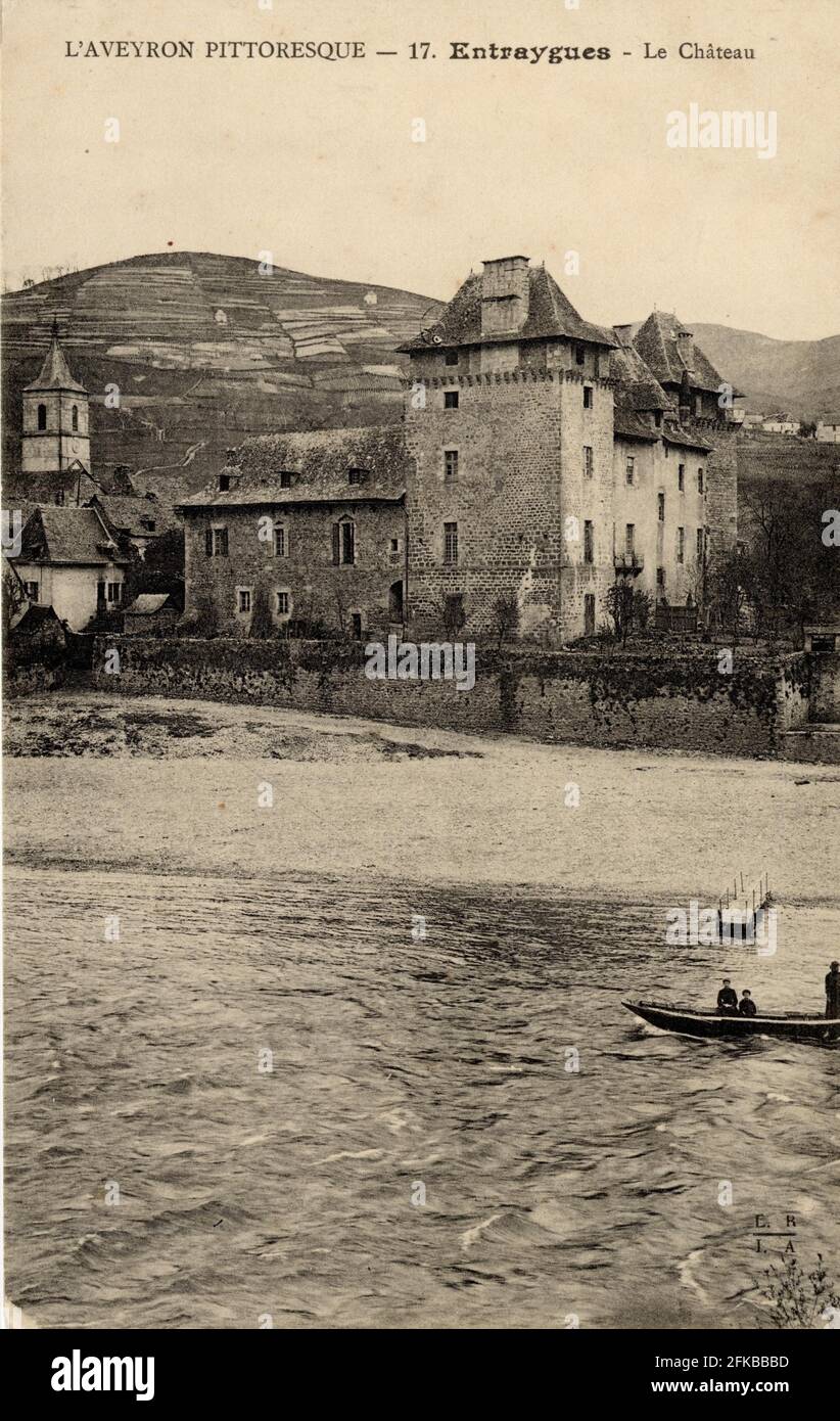 ENTRAYGUES-SUR-TRUYERE. Reparto francese: 12 - Aveyron cartolina fine del 19 ° secolo - inizio del 20 ° secolo Foto Stock