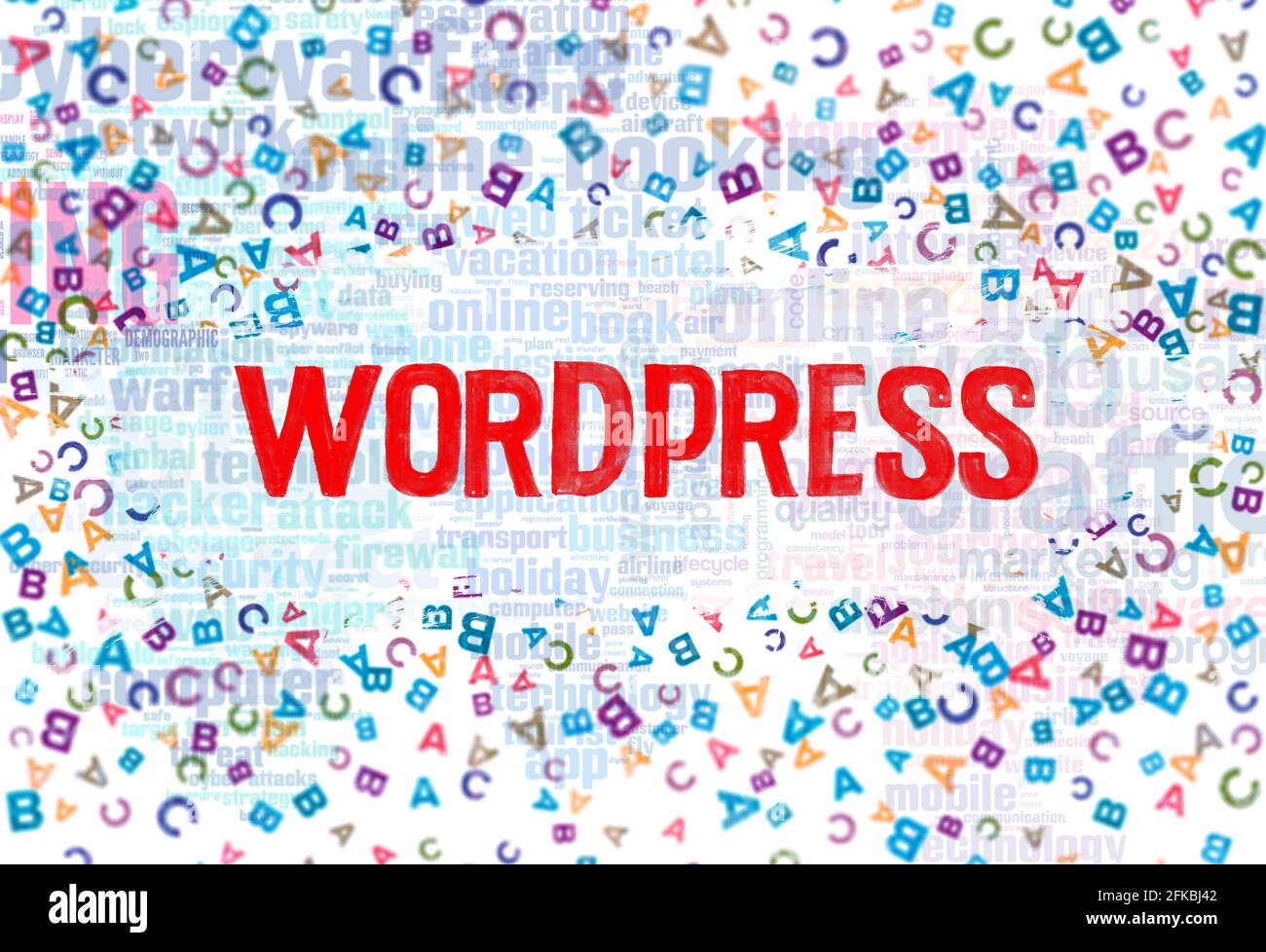 Wordpress; WordPress concetto sullo sfondo Foto Stock