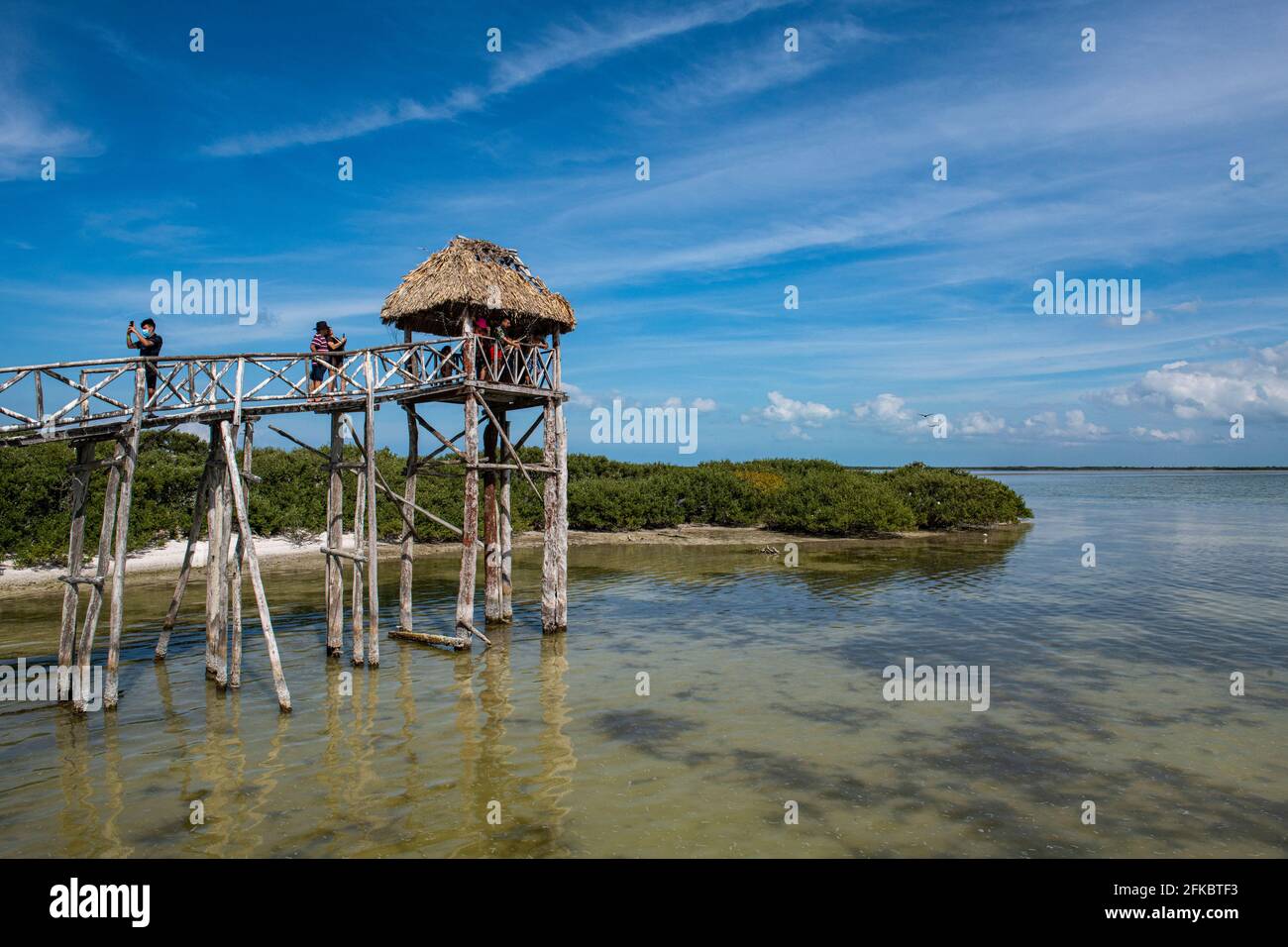 Piattaforma di osservazione, Holbox Island, Yucatan, Messico, Nord America Foto Stock
