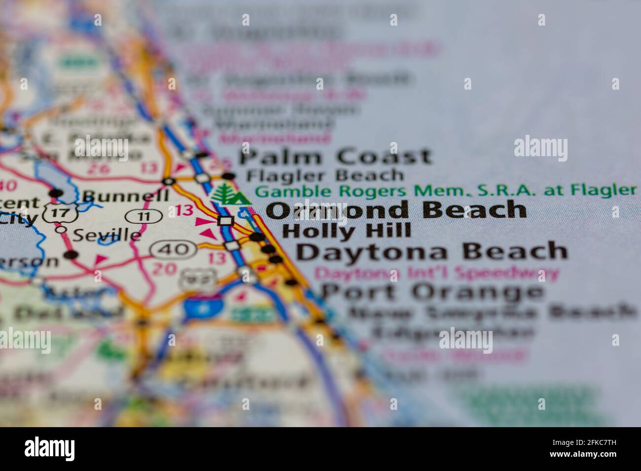Ormond Beach Florida USA mostrato su una mappa geografica o. mappa stradale Foto Stock