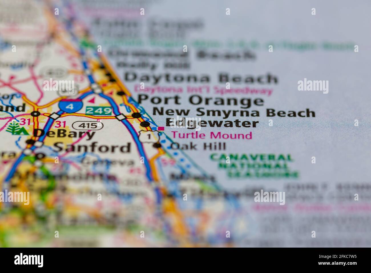 Edgewater Florida USA mostrato su una mappa geografica o su una strada mappa Foto Stock