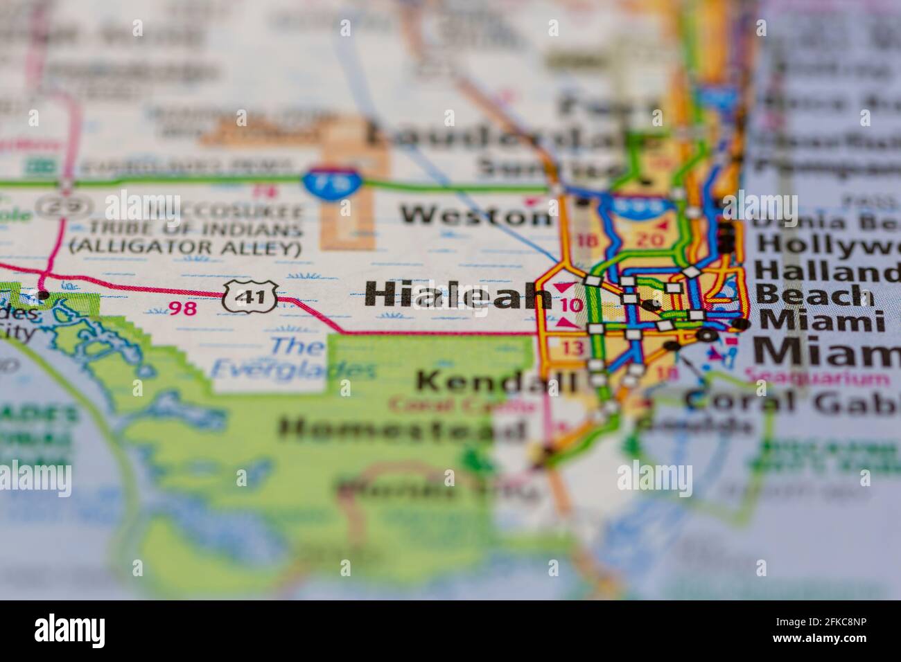 Hialeah Florida USA mostrato su una mappa geografica o su una strada mappa Foto Stock