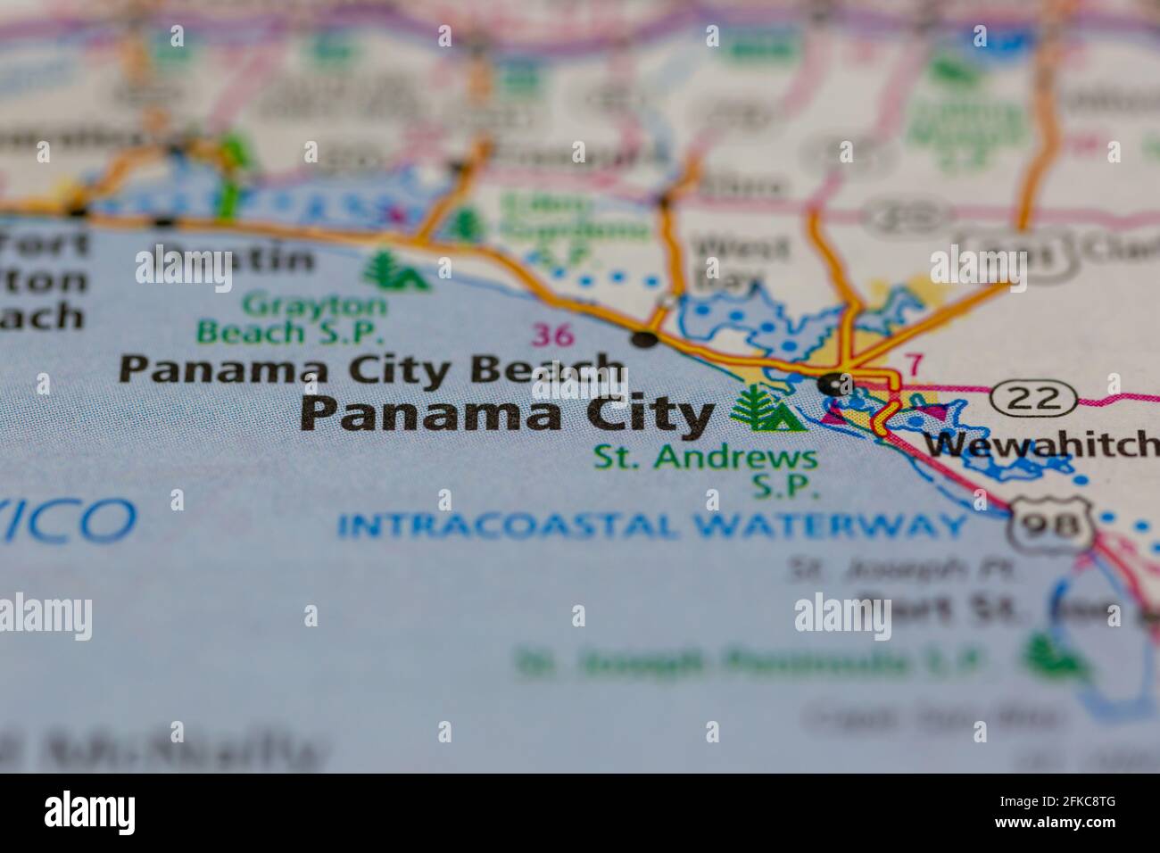 Panama City Florida USA mostrato su una mappa geografica o. mappa stradale Foto Stock