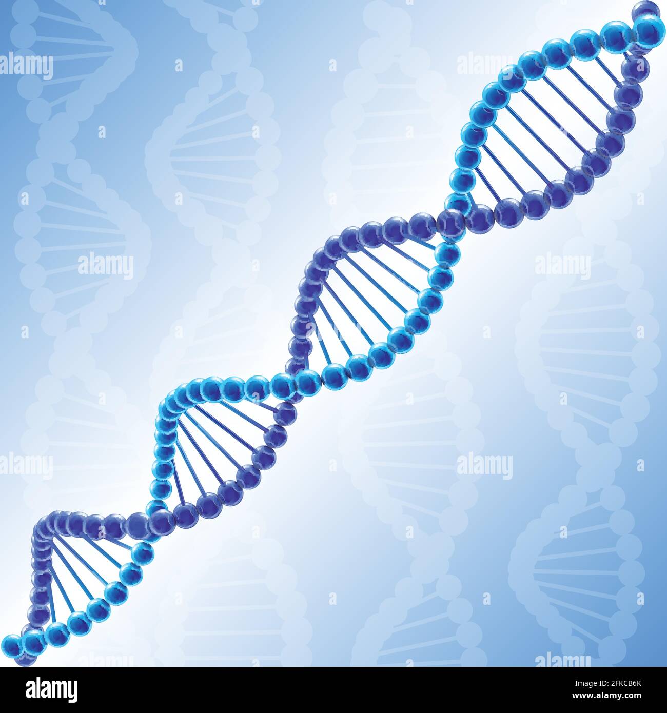 Simbolo del DNA metallico creativo. Immagine di colore blu, schema della molecola di DNA. Concetto di logotipo OGM. Modello di geni. Catena DNA lucida. Isolato gra astratto Illustrazione Vettoriale
