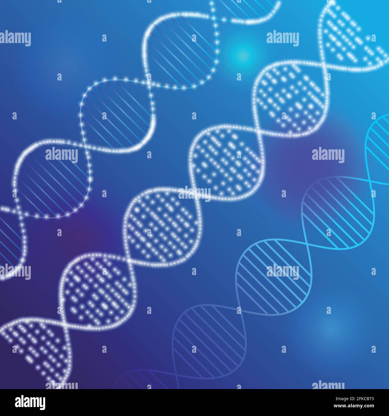 Simbolo creativo del DNA lucido. Immagine di colore blu, schema della molecola di DNA. Concetto di logotipo OGM. Modello di geni. Catena DNA lucida. Grafici astratti isolati Illustrazione Vettoriale