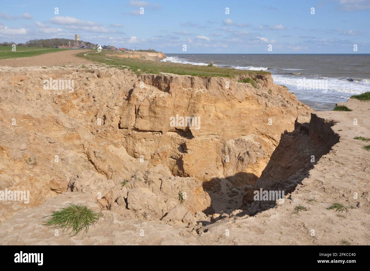 Erosione costiera a Happisburgh, Norfolk Inghilterra UK Foto Stock