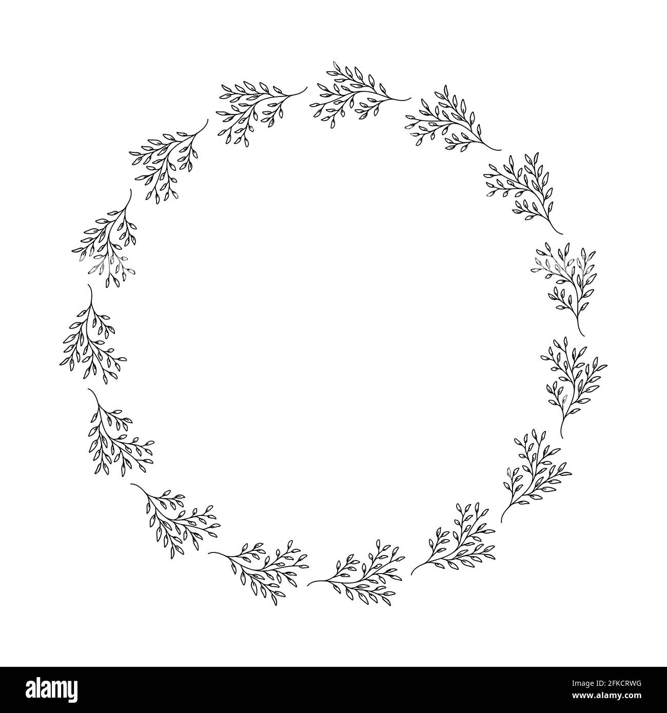Riquadro natura vettoriale disegnato a mano. Una cornice floreale con foglie per il matrimonio e la celebrazione. Elementi decorativi per design. Isolati. Illustrazione Vettoriale