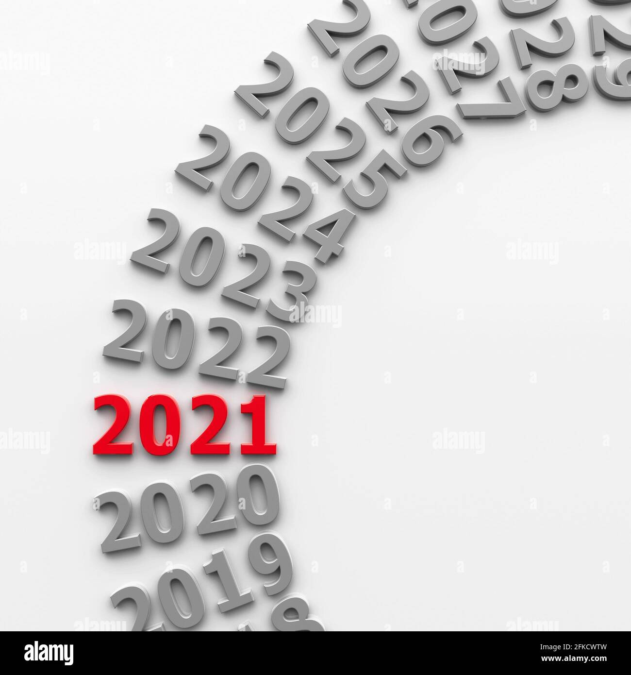 2021 Future in the Circle rappresenta il nuovo anno 2021, rendering tridimensionale, illustrazione 3D Foto Stock