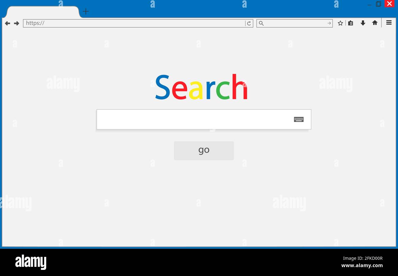 finestra del browser su sfondo trasparente. Ricerca browser. Illustrazione vettoriale. Modello per il tuo progetto Illustrazione Vettoriale