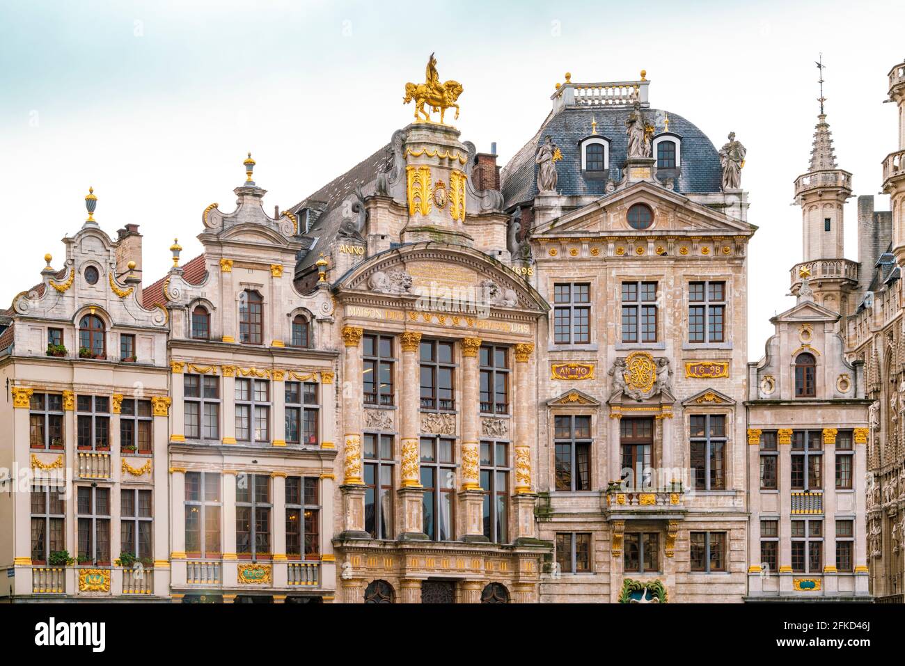 Belgio, Bruxelles, città di Bruxelles, facciate di case cittadine antiche Foto Stock