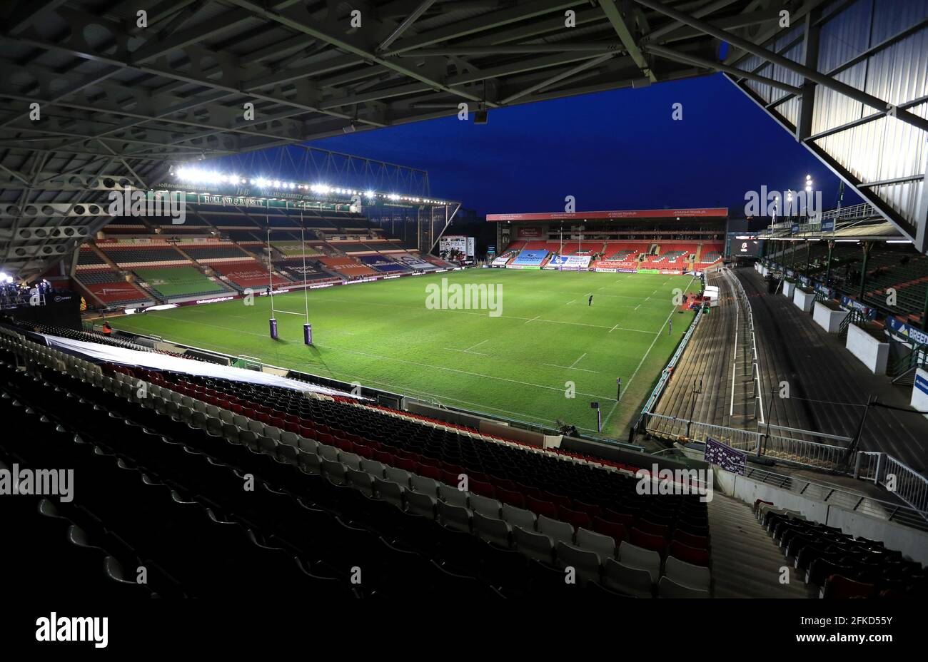 Vista generale della Mattioli Woods Welford Road durante la partita semifinale della European Rugby Challenge Cup a Mattioli Woods Welford Road, Leicester. Data immagine: Venerdì 30 aprile 2021. Foto Stock