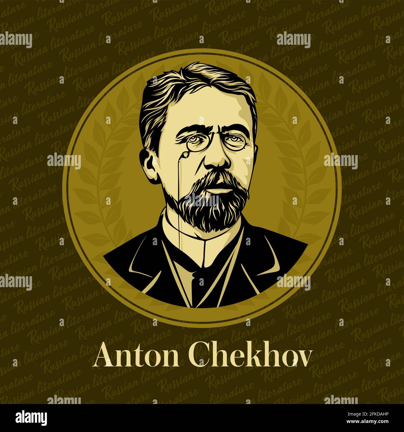 Ritratto vettoriale di uno scrittore russo. Anton Pavlovich Chekhov (1860-1904) è stato un Illustrazione Vettoriale