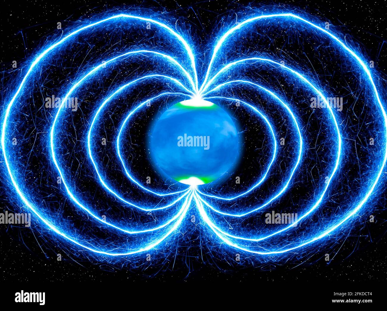 Campo magnetico intorno a un esoplanet, illustrazione concettuale Foto Stock