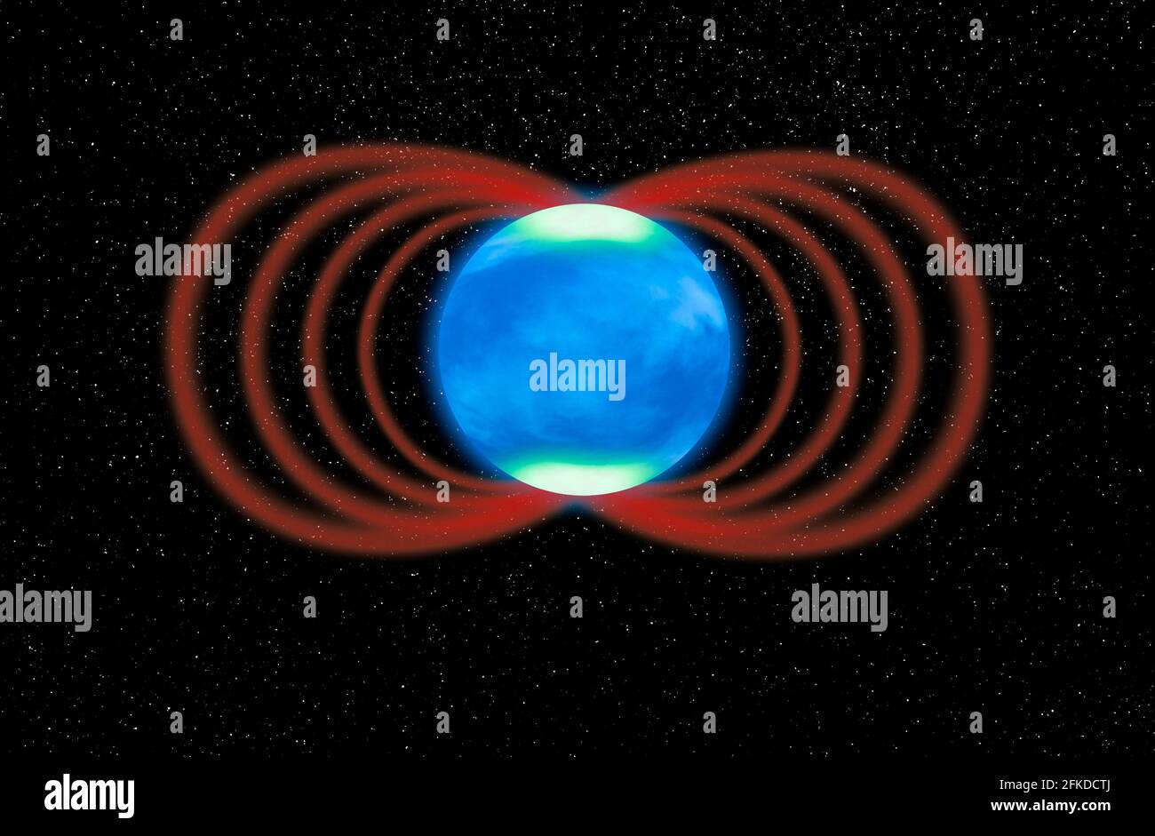 Campo magnetico intorno a un esoplanet, illustrazione concettuale Foto Stock