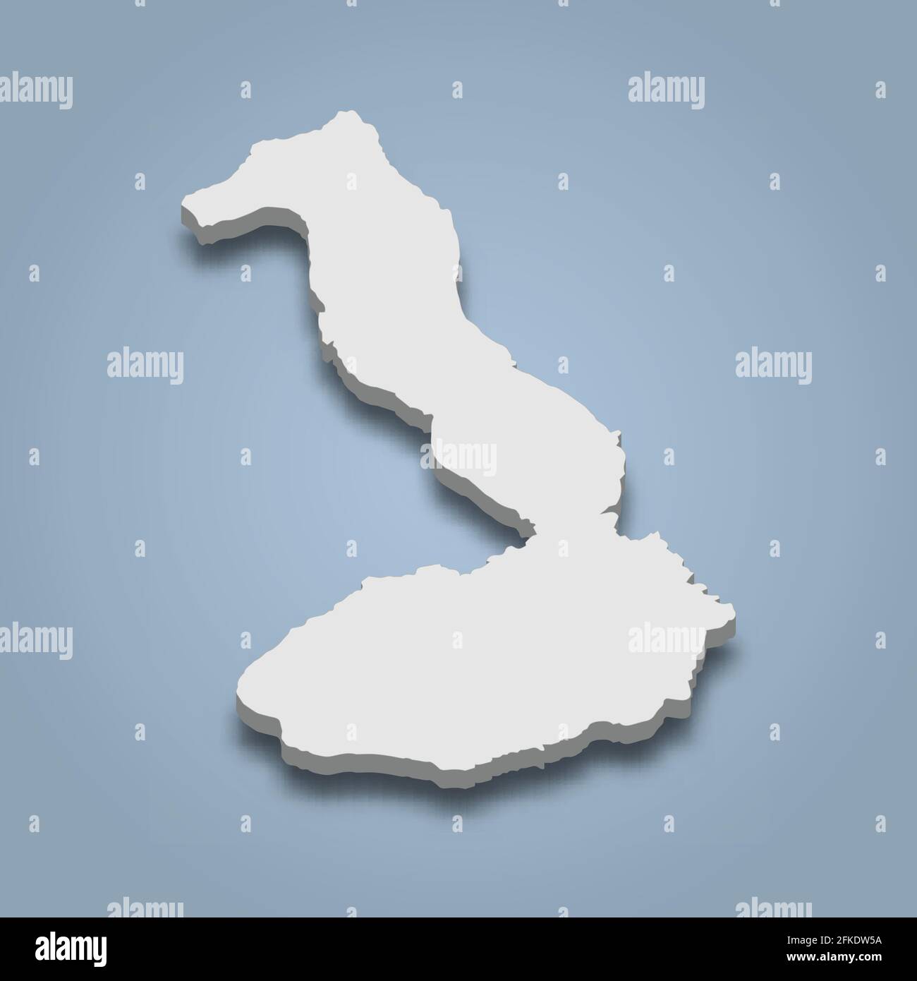 La mappa isometrica 3d di Isabela è un'isola delle isole Galapagos, un'illustrazione vettoriale isolata Illustrazione Vettoriale