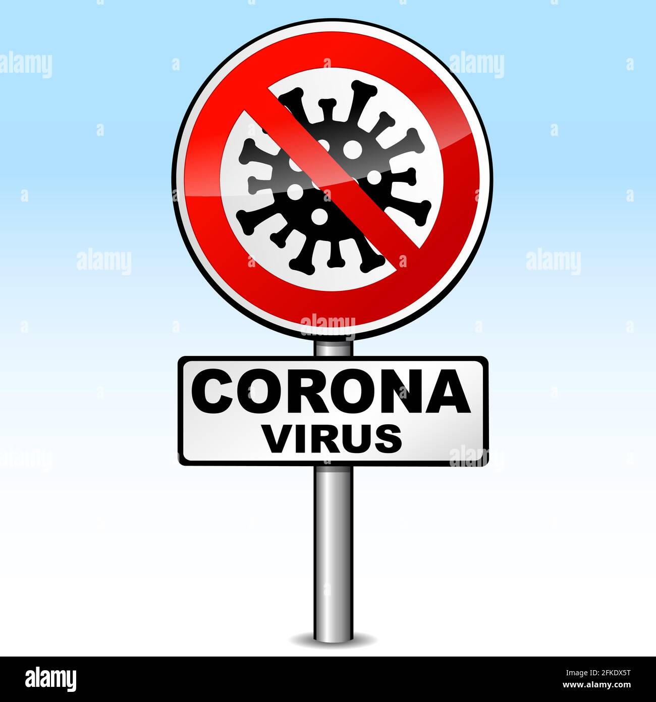 Immagine vettoriale del segnale stradale del virus corona Illustrazione Vettoriale