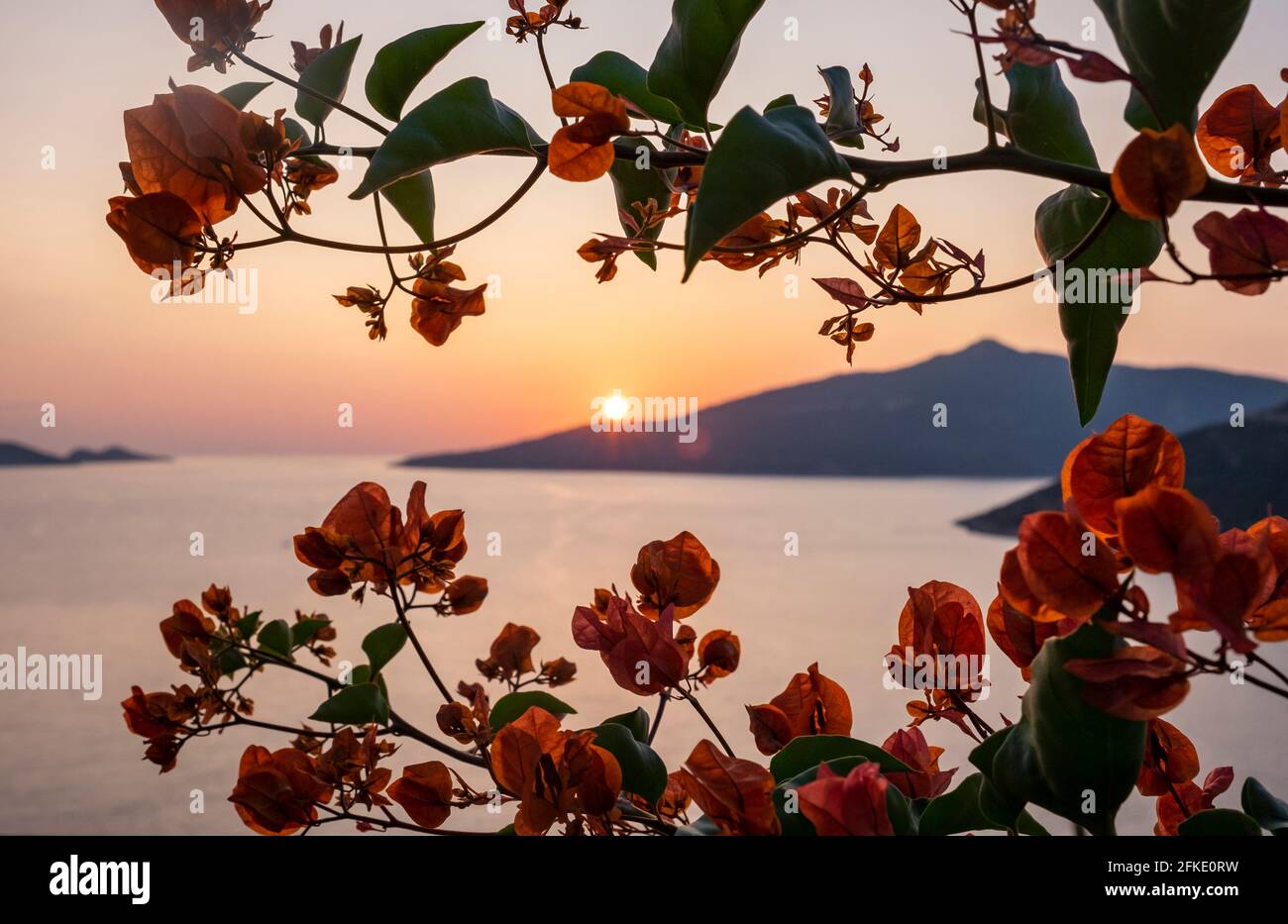 Splendida vista del tramonto sul Mar Mediterraneo, Turchia. Foto Stock