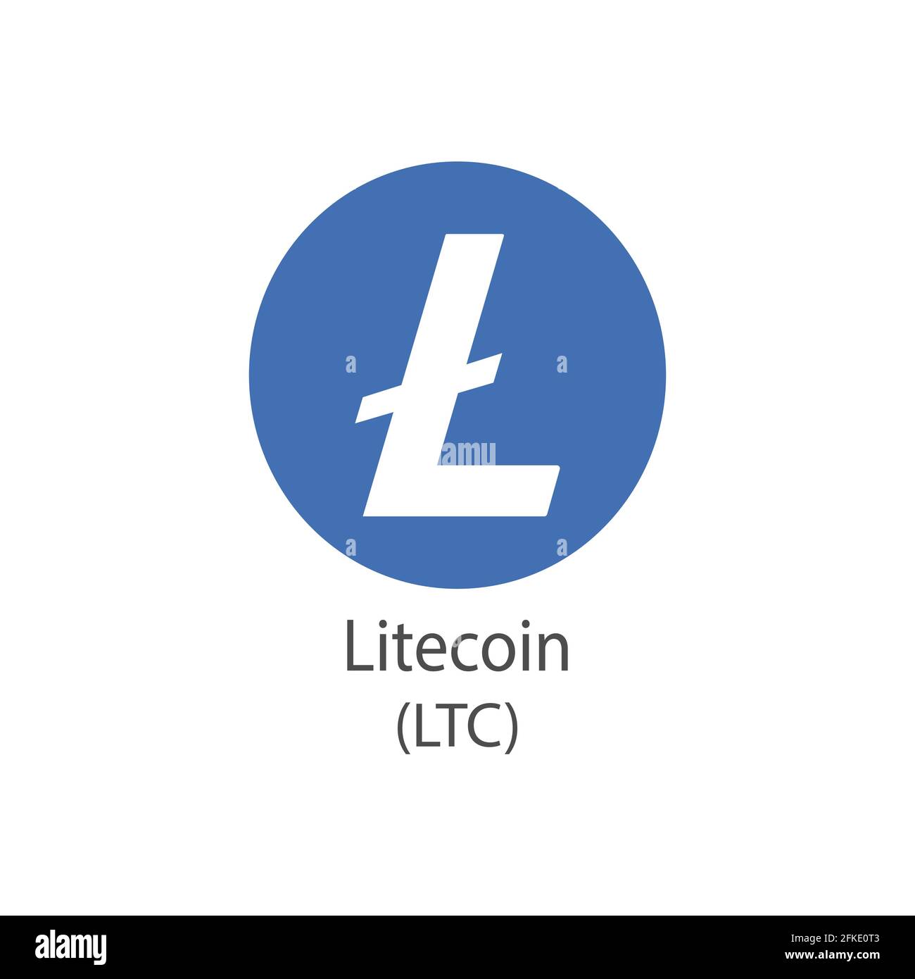 Litecoin icona del vettore dei pagamenti Internet-of-Things decentralizzati blockchain. Simbolo di criptovaluta isolato su sfondo bianco. Illustrazione Vettoriale