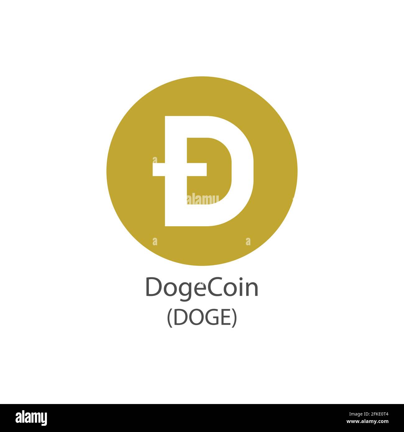 Dogecoin icona del vettore dei pagamenti Internet-of-Things. Simbolo di criptovaluta isolato su sfondo bianco. Illustrazione Vettoriale
