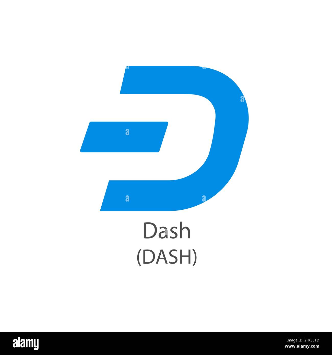 Icona del vettore di pagamenti Internet-of-Things decentralizzato DASH blockchain. Simbolo di criptovaluta isolato su sfondo bianco. Illustrazione Vettoriale