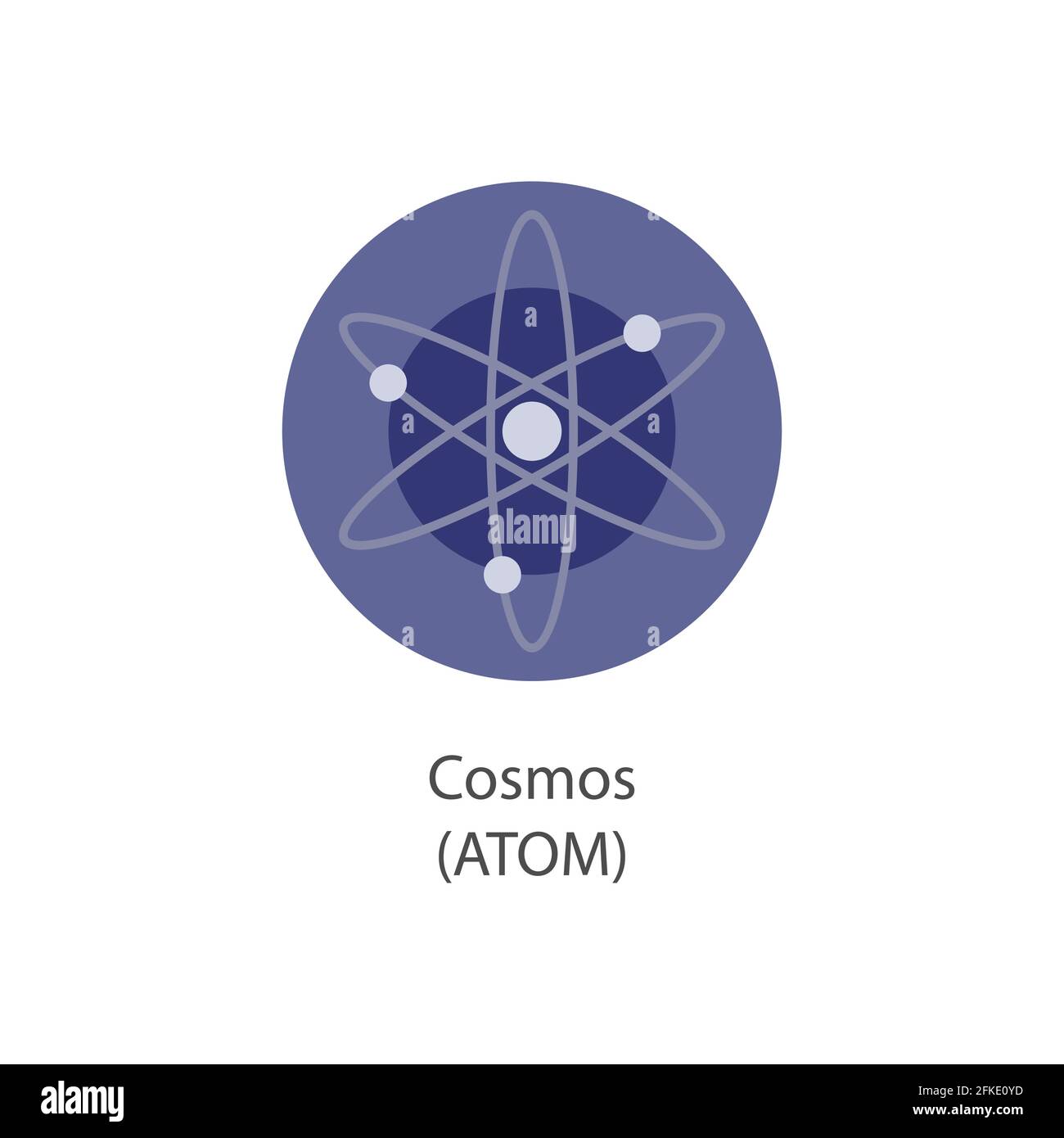 COSMOS icona del logo del token vettoriale per la criptovaluta dei pagamenti tramite Internet-of-Things decentralizzati Illustrazione Vettoriale