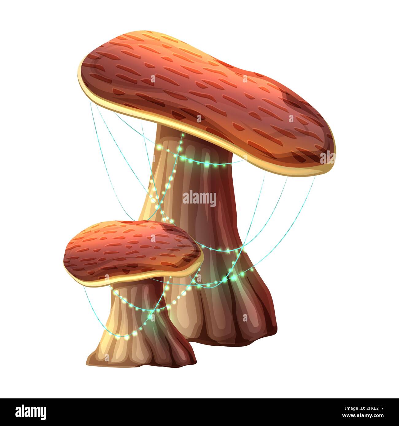 fungo fantasy magico stile cartoon, isolato su sfondo bianco. Per il Web, i videogiochi, l'interfaccia utente, la stampa di progetti. Illustrazione Vettoriale