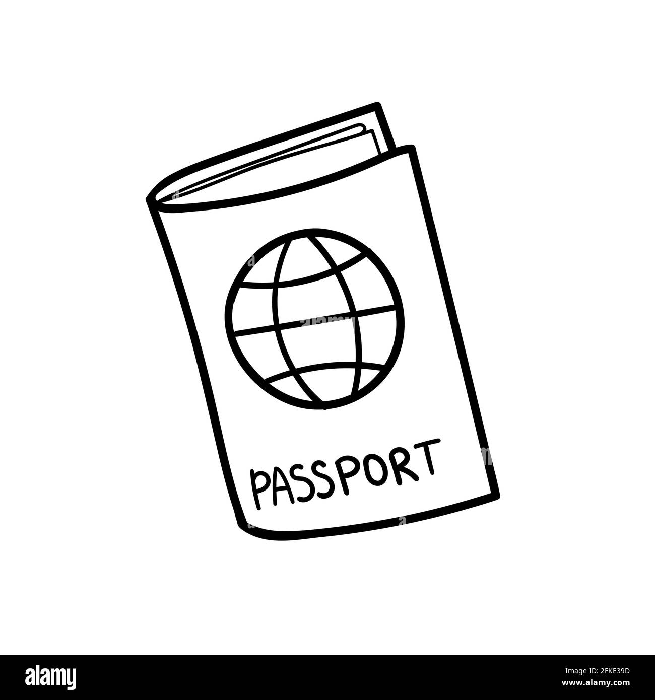 Passaporto, un vettore di passaporto disegnato a mano Illustrazione Vettoriale