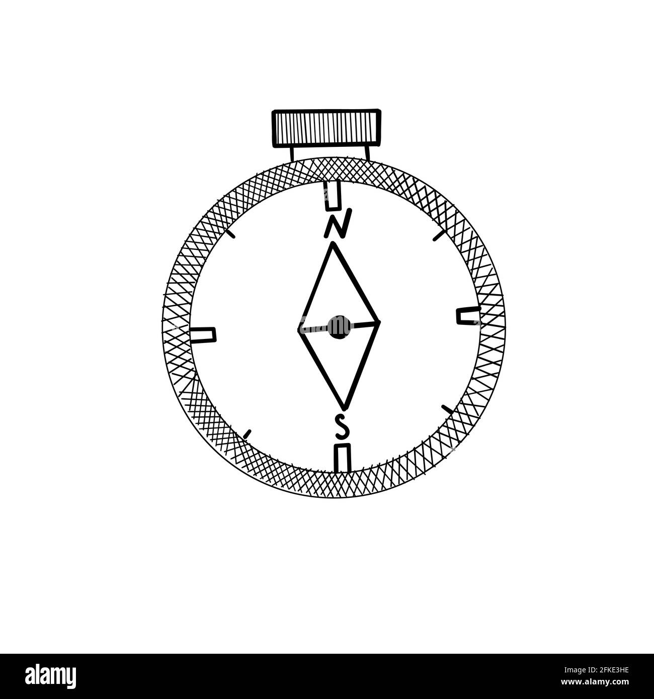 Icona della linea della bussola isolata su sfondo bianco Illustrazione Vettoriale