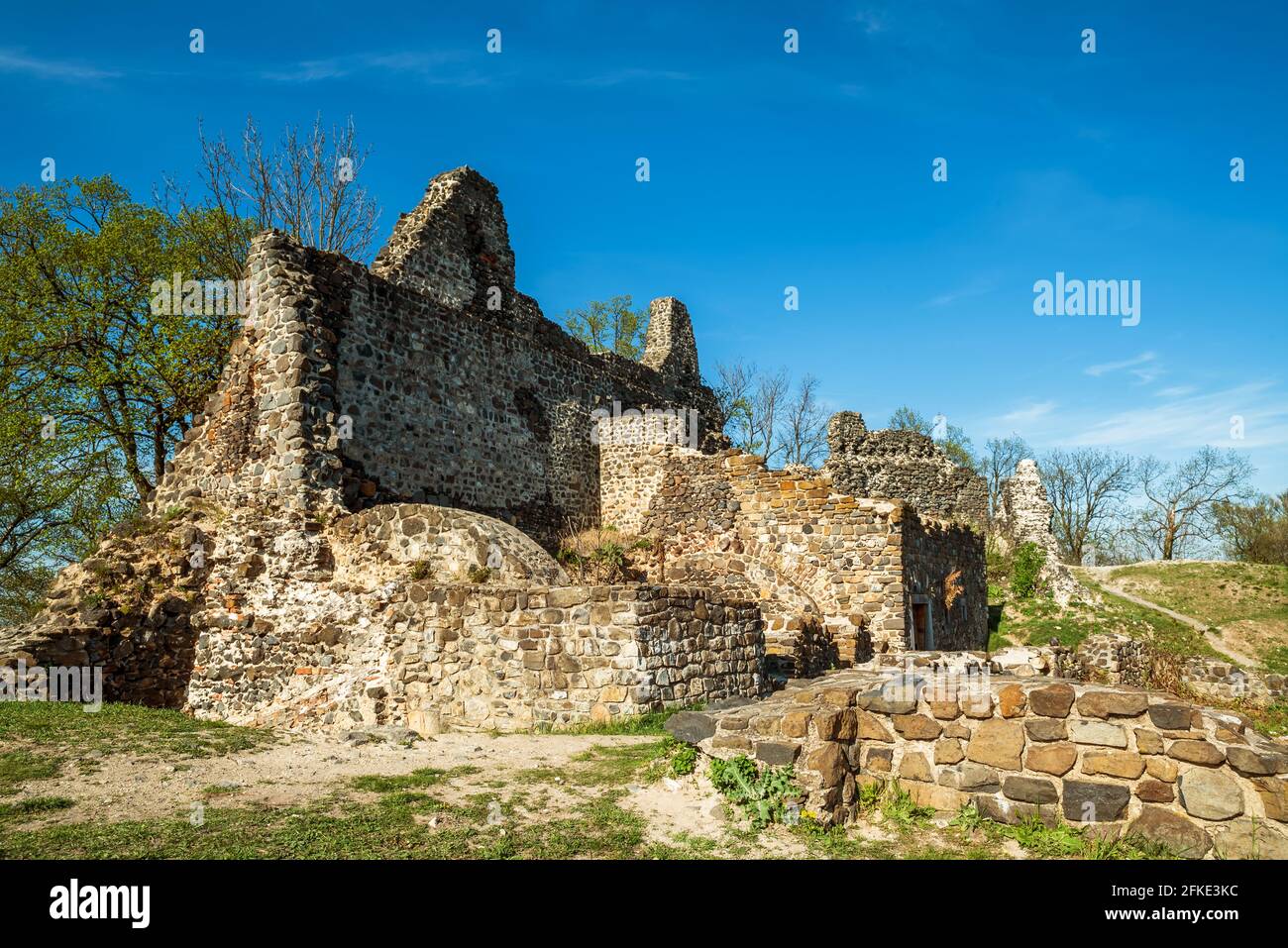 Forte di rovine Tatika in ungheria vicino al lago balaton nella contea di zala. Castello medievale dal 13 ° secolo. Costruito nel 13. Distrutto nel 16 ° secolo Foto Stock