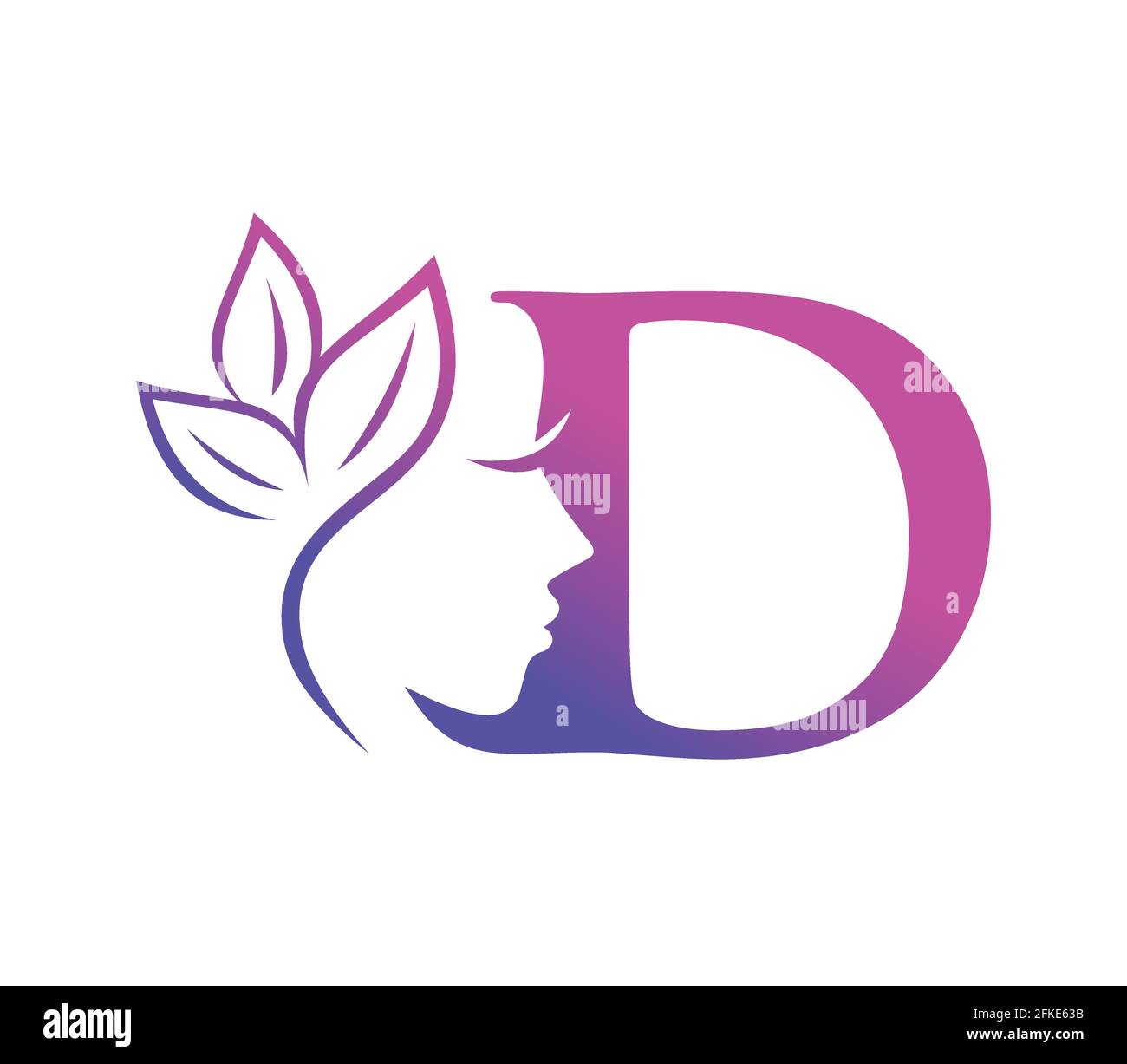 Un'illustrazione vettoriale del monogramma Beauty Logo lettera iniziale D Illustrazione Vettoriale