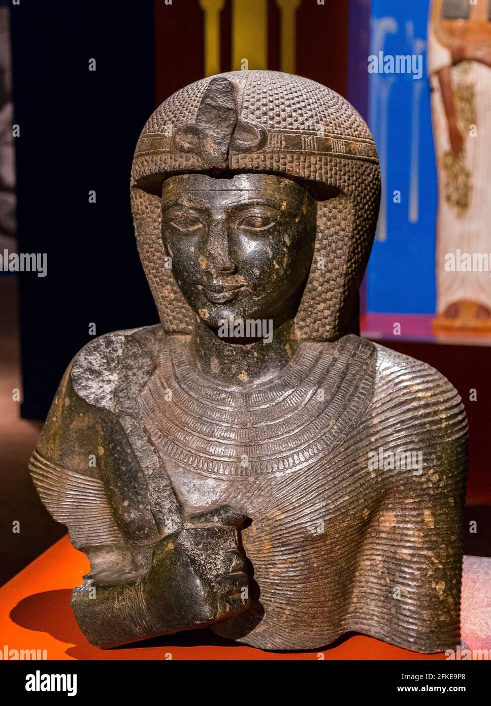 Cairo, Museo Egizio, busto di Ramses 2, granito nero, da Tanis. Foto Stock