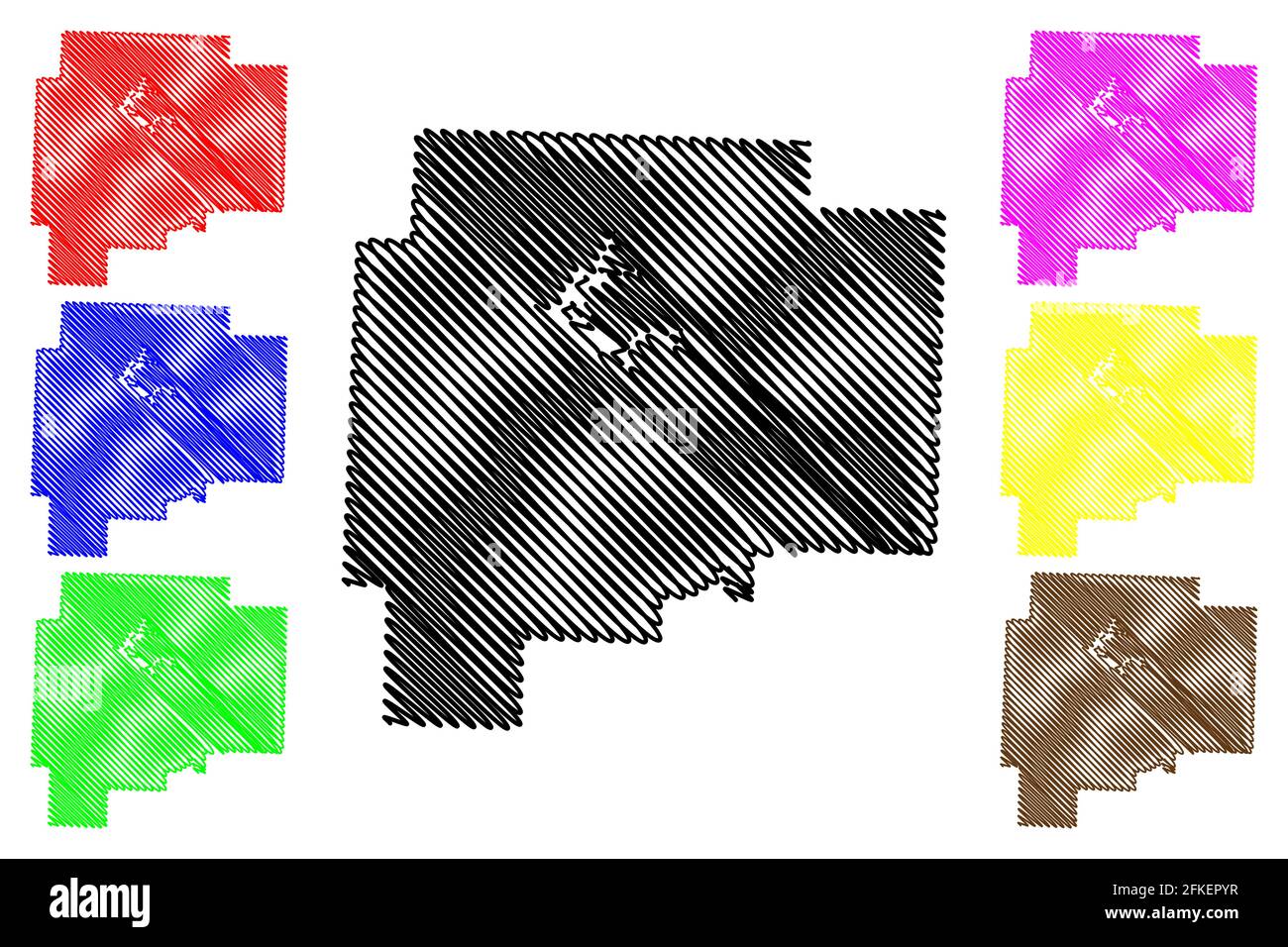 Guernsey County, Ohio state (Stati Uniti, Stati Uniti d'America, Stati Uniti, Stati Uniti, Stati Uniti) mappa vettoriale, scrimbolo schizzo mappa Guernsey Illustrazione Vettoriale