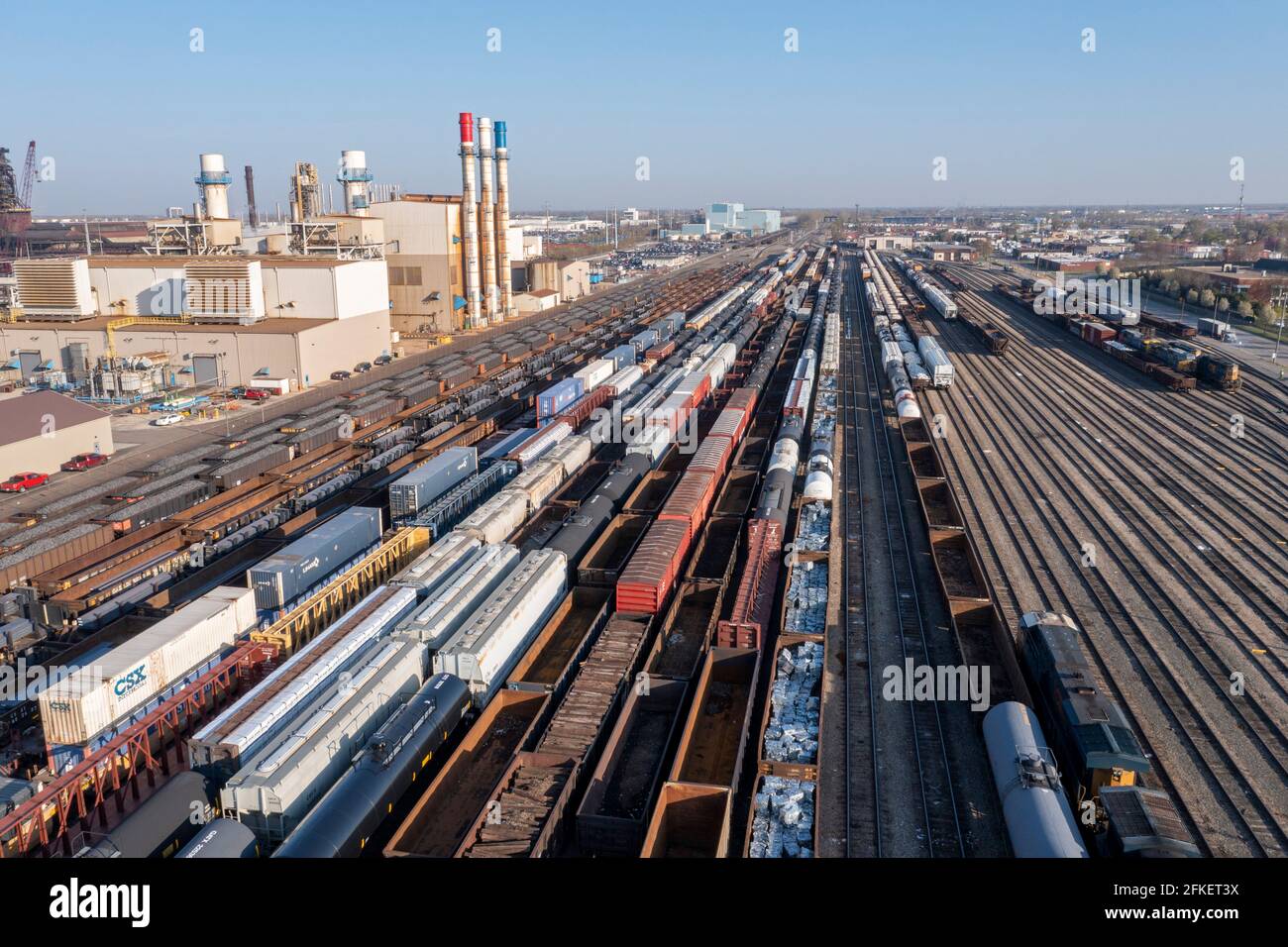 Dearborn, Michigan - il cantiere ferroviario CSX Rougemere adiacente al complesso Ford Rouge. Foto Stock