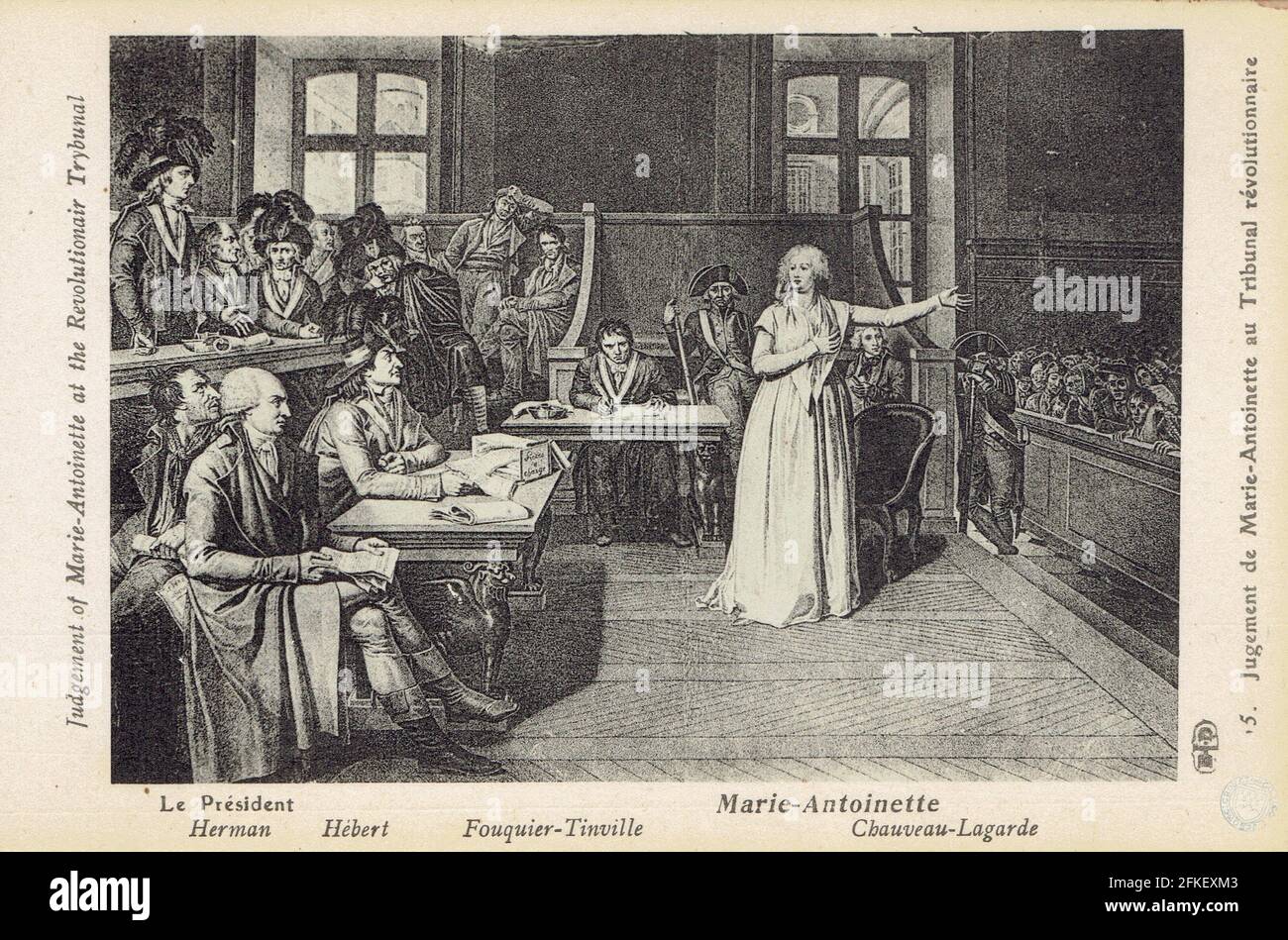 procès de Marie Antoinette devant le Tribunal révolutionnaire Foto Stock