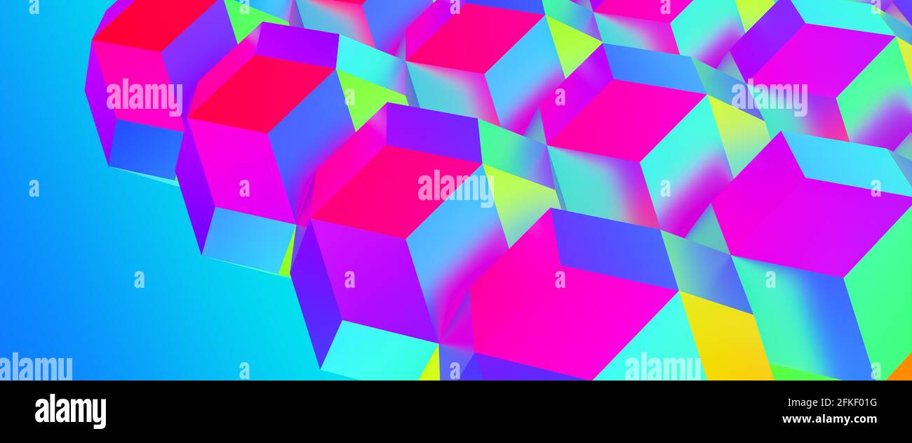 Sfondo geometrico astratto in colori arcobaleno. Dimensione banner web. Foto Stock