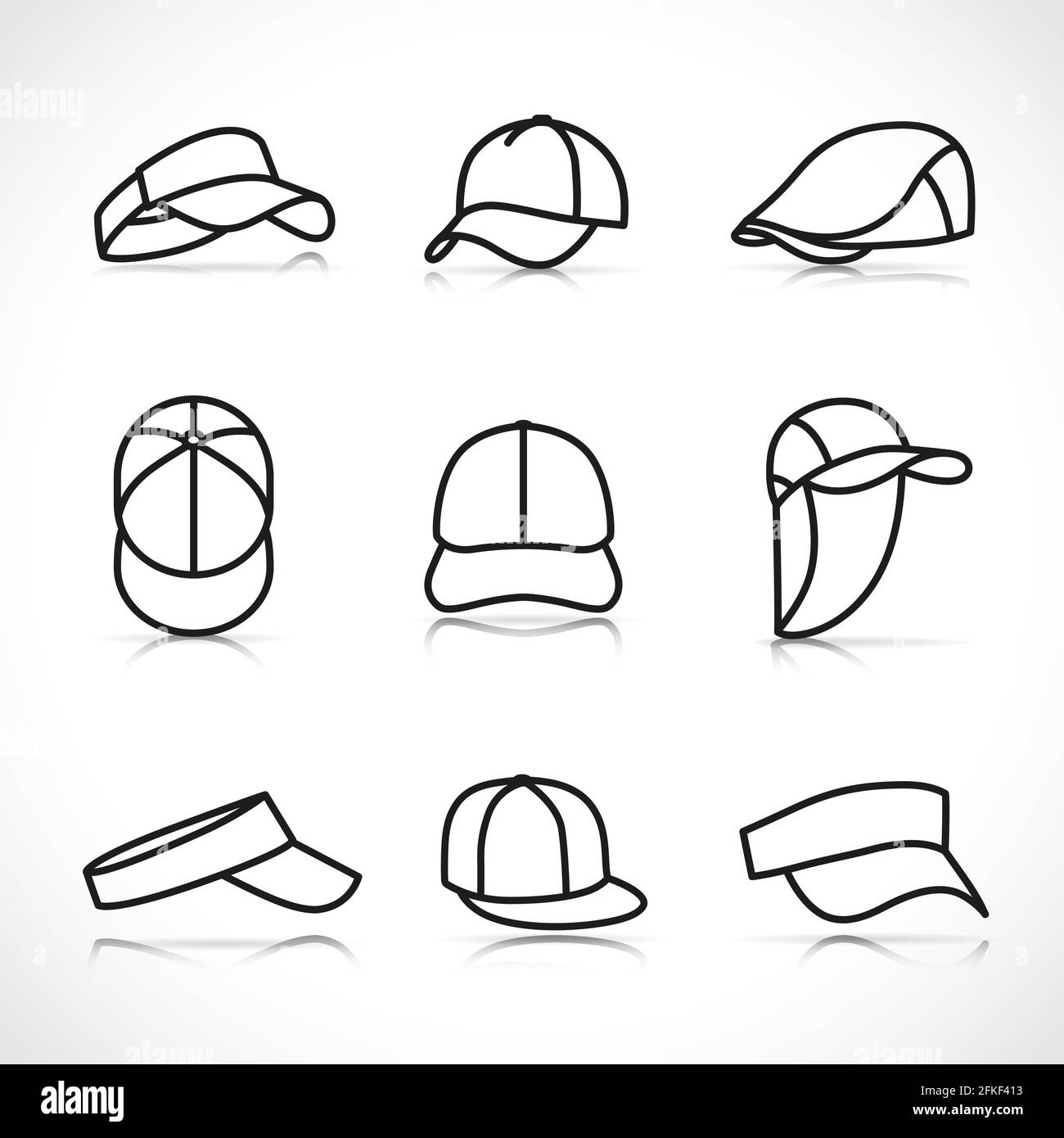 Illustrazione vettoriale delle icone dei cappucci sportivi impostate Illustrazione Vettoriale
