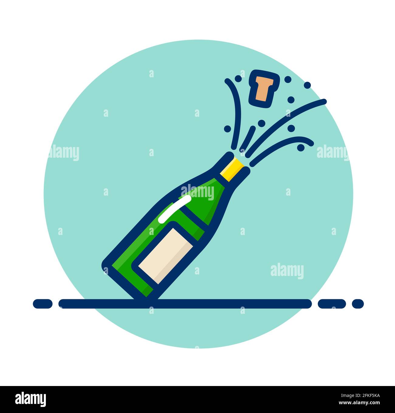 Immagine vettoriale dell'icona del colore della bottiglia di champagne Illustrazione Vettoriale