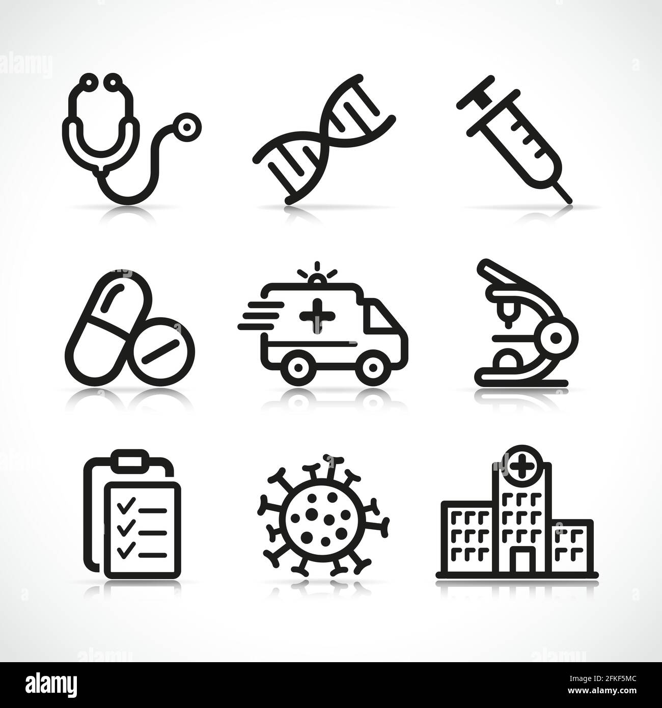 Illustrazione vettoriale del set di icone mediche Illustrazione Vettoriale