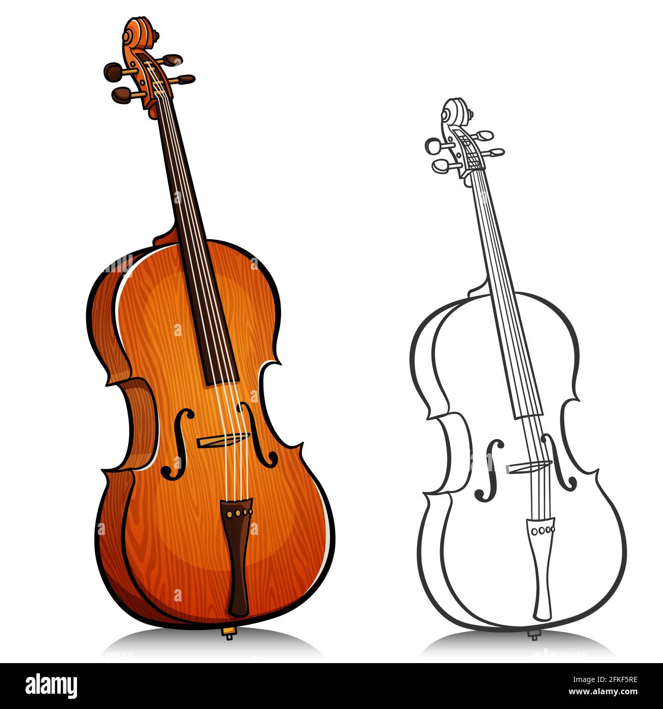 Illustrazione vettoriale di musica violoncello cartoon design Illustrazione Vettoriale