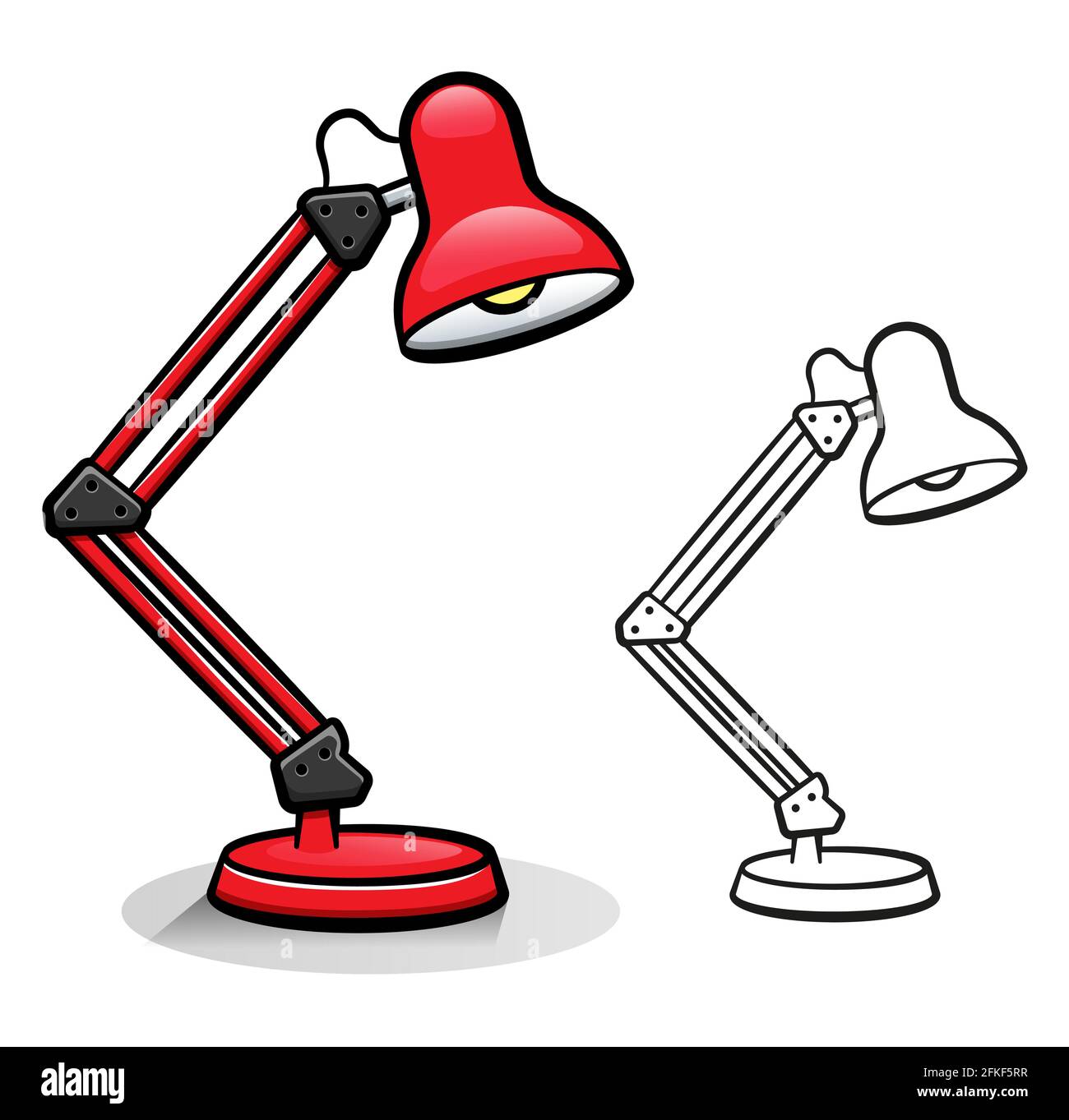 Illustrazione vettoriale del cartone animato della lampada da tavolo per ufficio Illustrazione Vettoriale