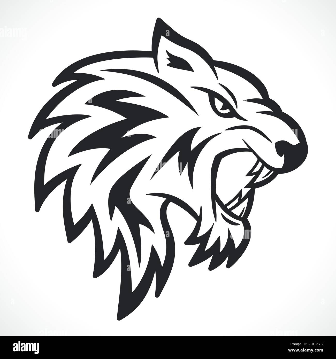 Illustrazione vettoriale del design della testa della tigre arrabbiata Illustrazione Vettoriale