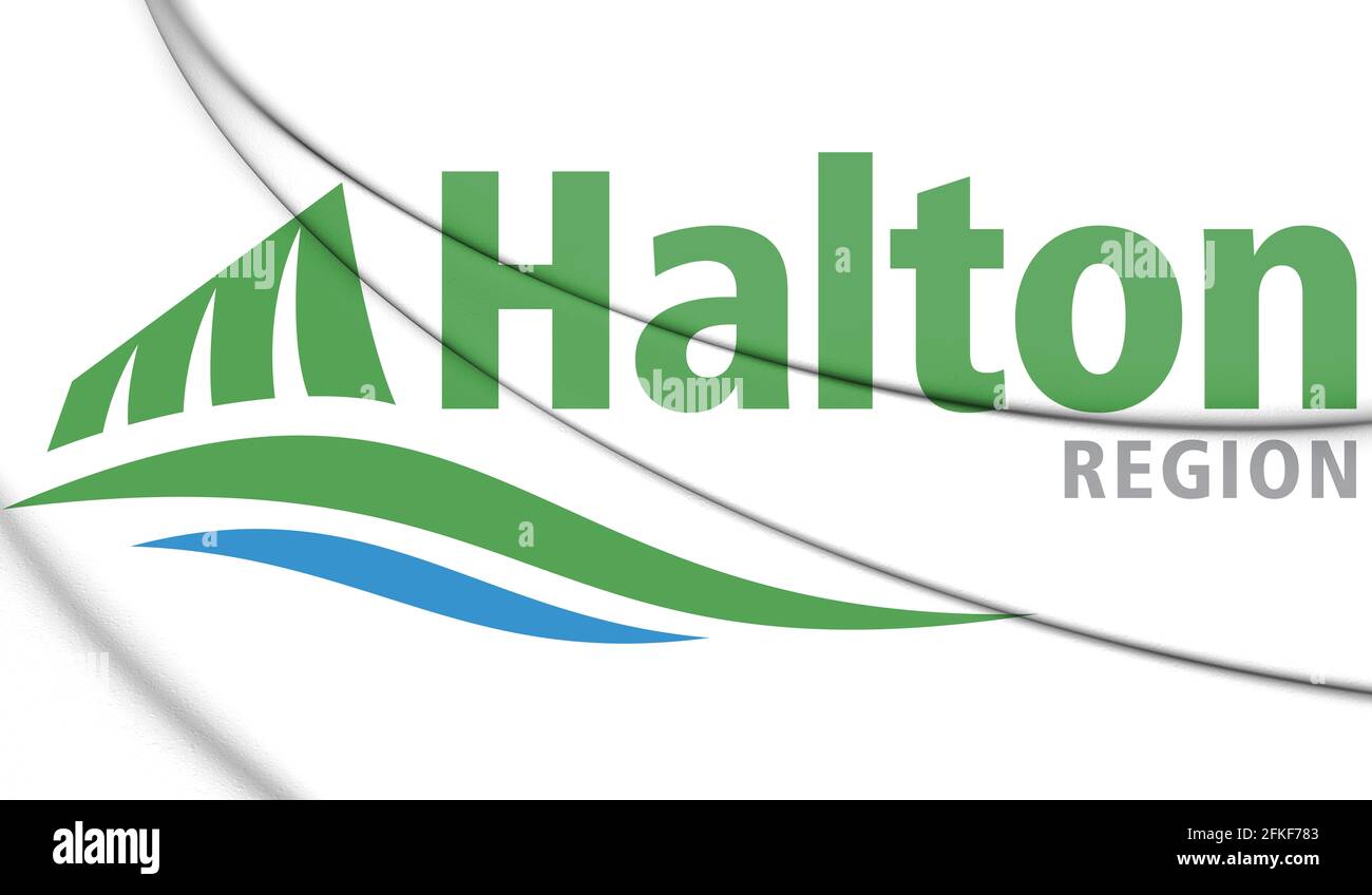 Emblema 3D della regione di Halton (provincia dell'Ontario), Canada. Illustrazione 3D. Foto Stock