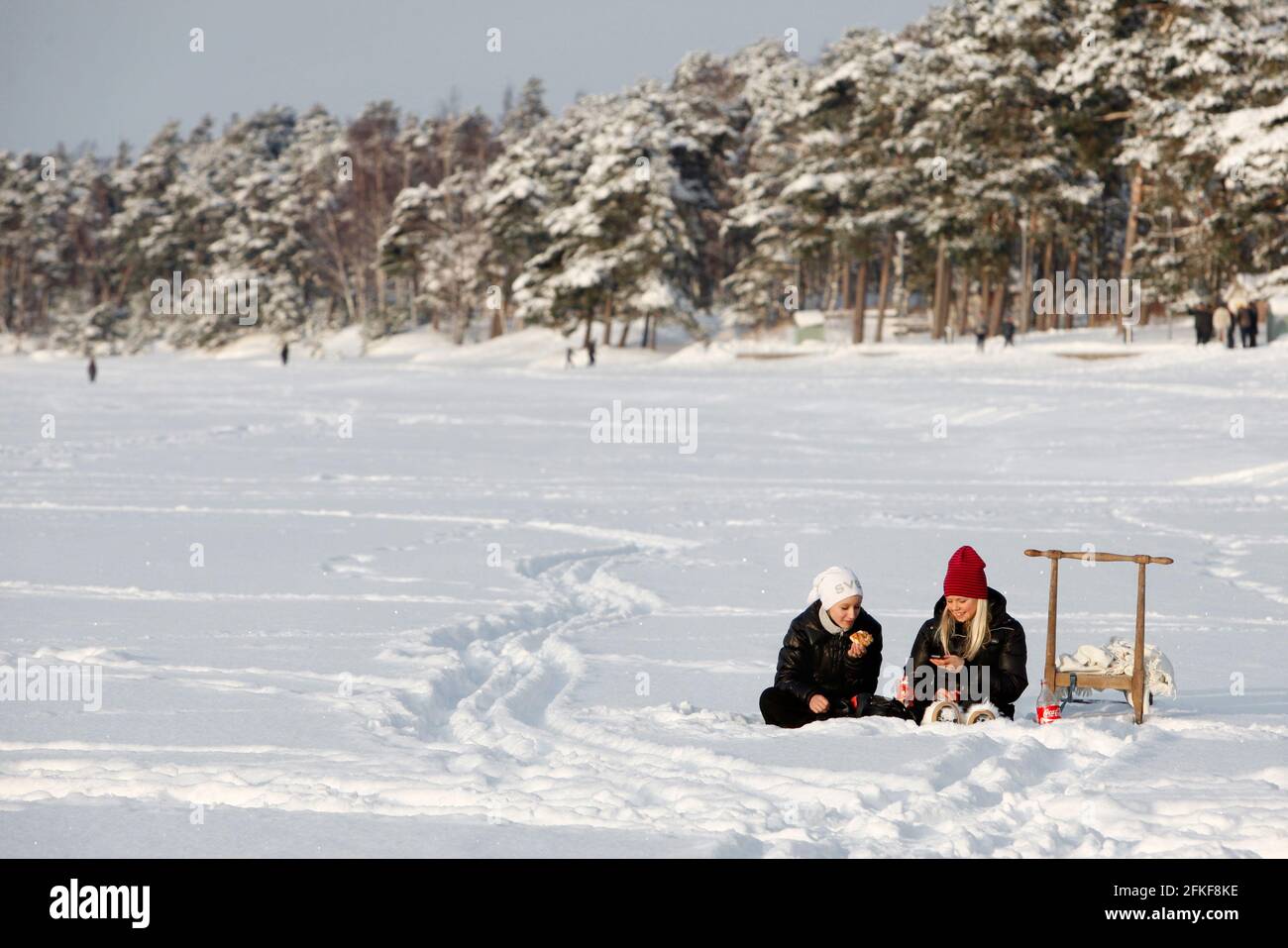 Varamon, Motala, durante una giornata invernale, Svezia. Foto Stock