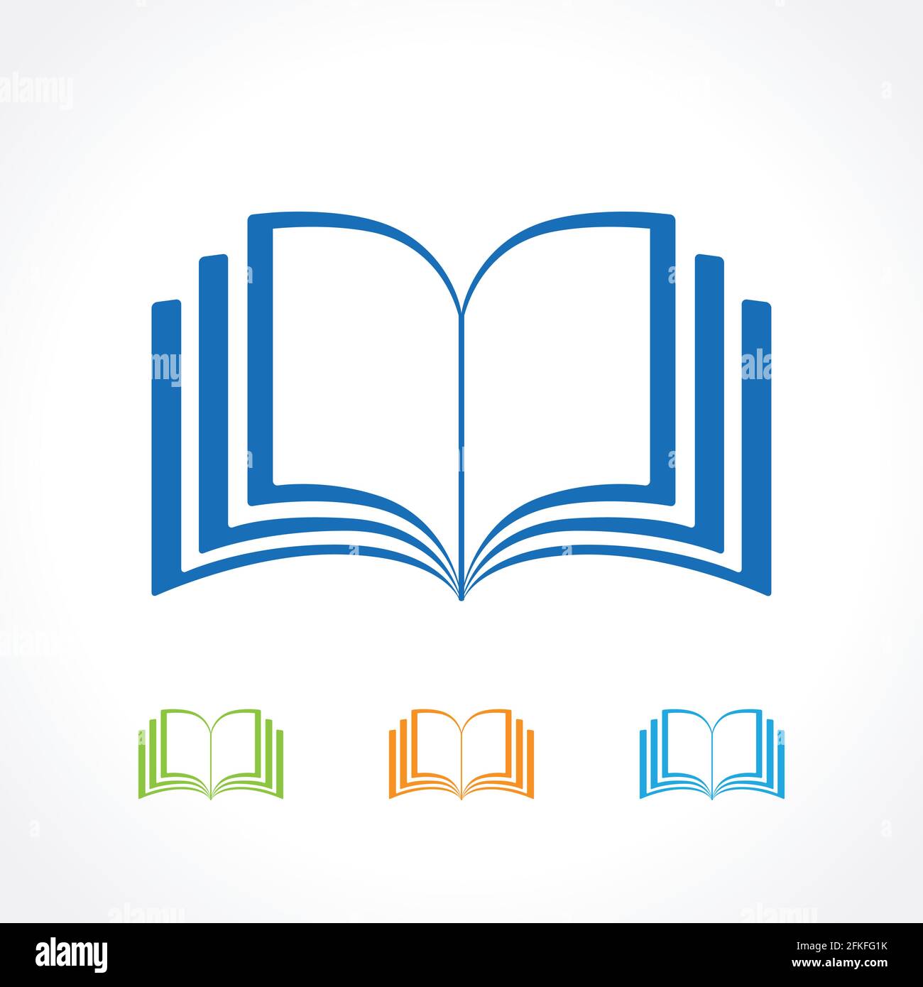 Set di icone di libri aperti. Apprendimento, insegnamento, lettura, formazione, pubblicazione di testi, studiare oggetti colorati educativi. E-book, e-reader, concetto di app. Illustrazione Vettoriale