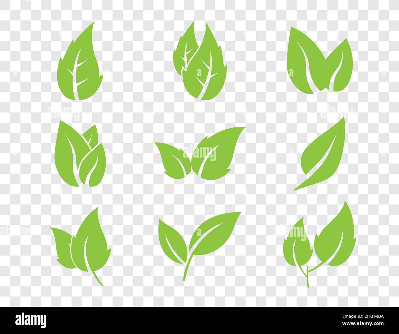 Eco, verde, foglie icona impostata. Illustrazione vettoriale. Illustrazione Vettoriale
